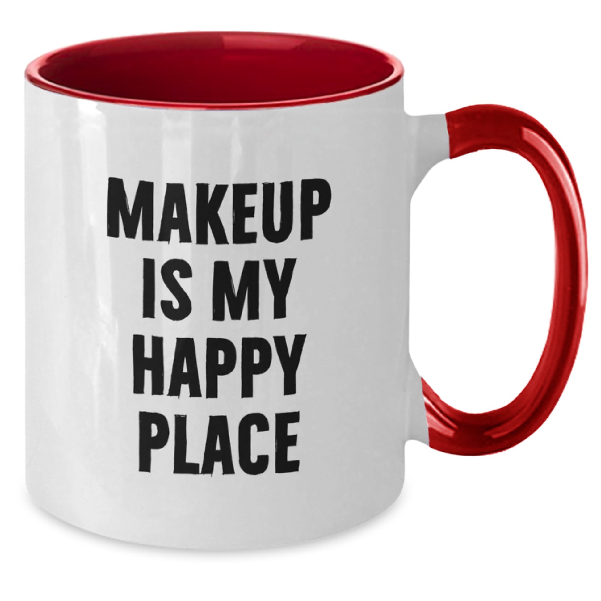 Funny Makeup Gifts for Women, Two Tone Coffee Mug, Makeup Is My Happy Place Quote, Perfect Christmas Unique Gift for Makeup Lovers, Gifts from Friends - Additional
