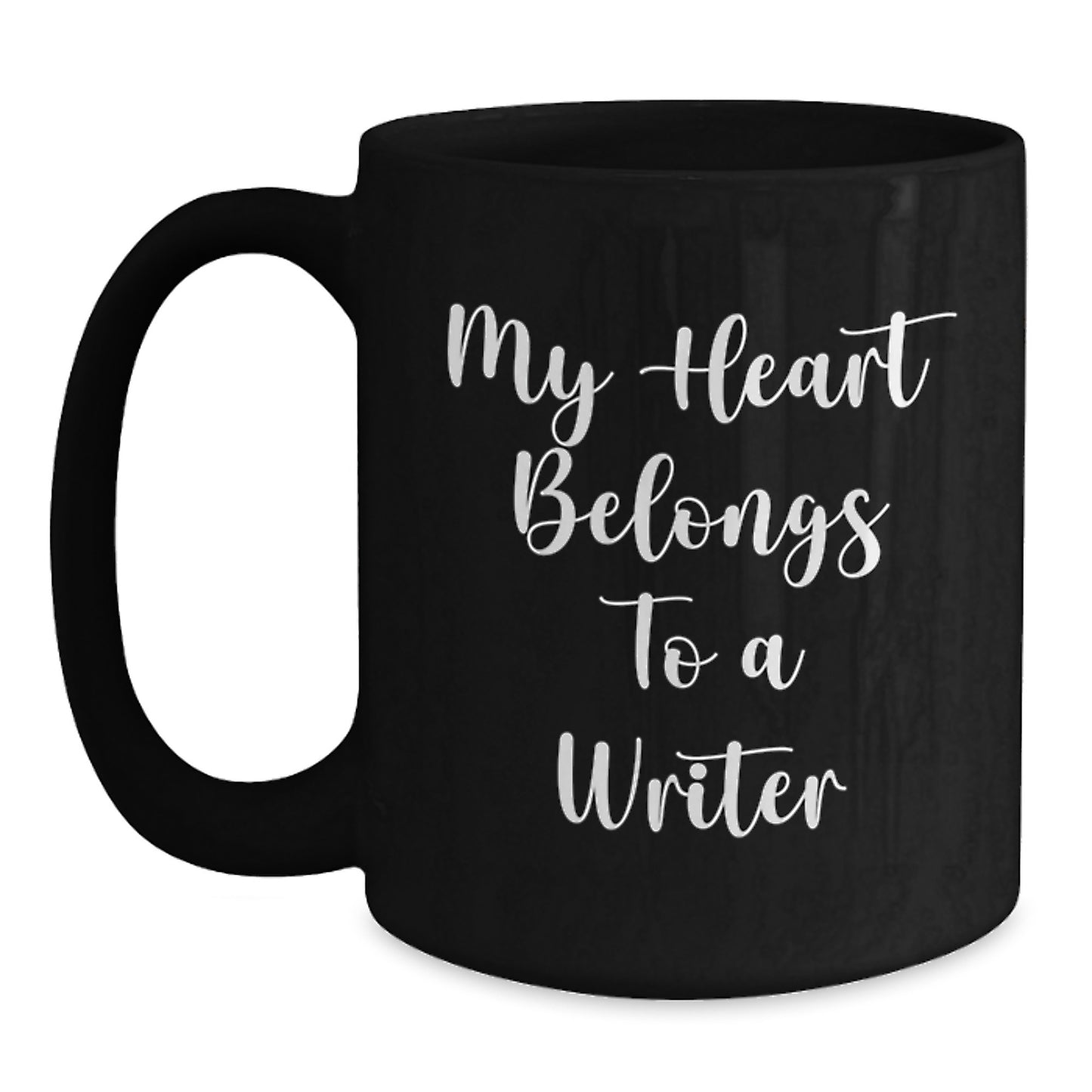 Funny Writer Gifts for Her, My Heart Belongs To A Writer Quote Black Coffee Mug, Unique Valentine's Unique Gifts from Women to Women - Main
