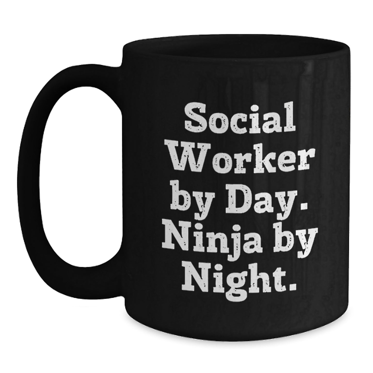 Social Worker Gifts - Black Coffee Mug, 11oz/15oz, Funny Quote 'Social Worker By Day. Ninja By Night.' - Gifts from Friends, Family, Coworkers for Social Worker Graduation Unique Gifts - Main