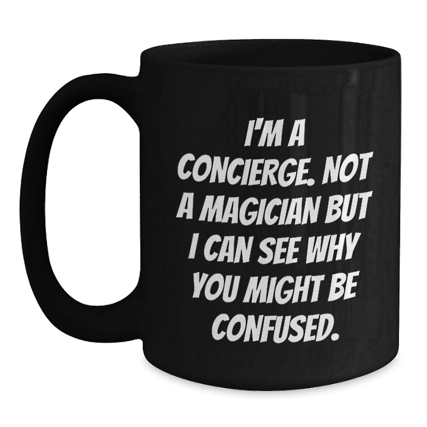 Funny Concierge Gifts for Men - Black Coffee Mug Christmas Unique Finds from Friends - Main