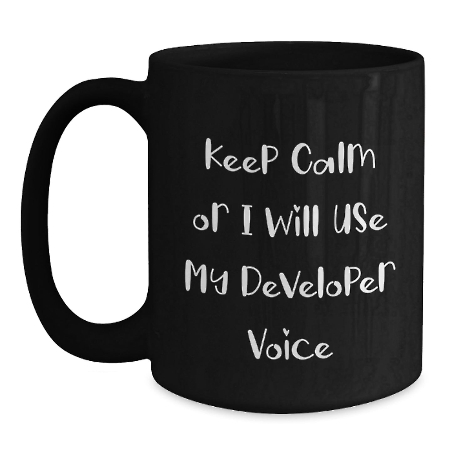 Funny Developer Gifts from Men for Christmas Unique Mugs for Coffee Lovers with Keep Calm Or I Will Use My Developer Voice - Main