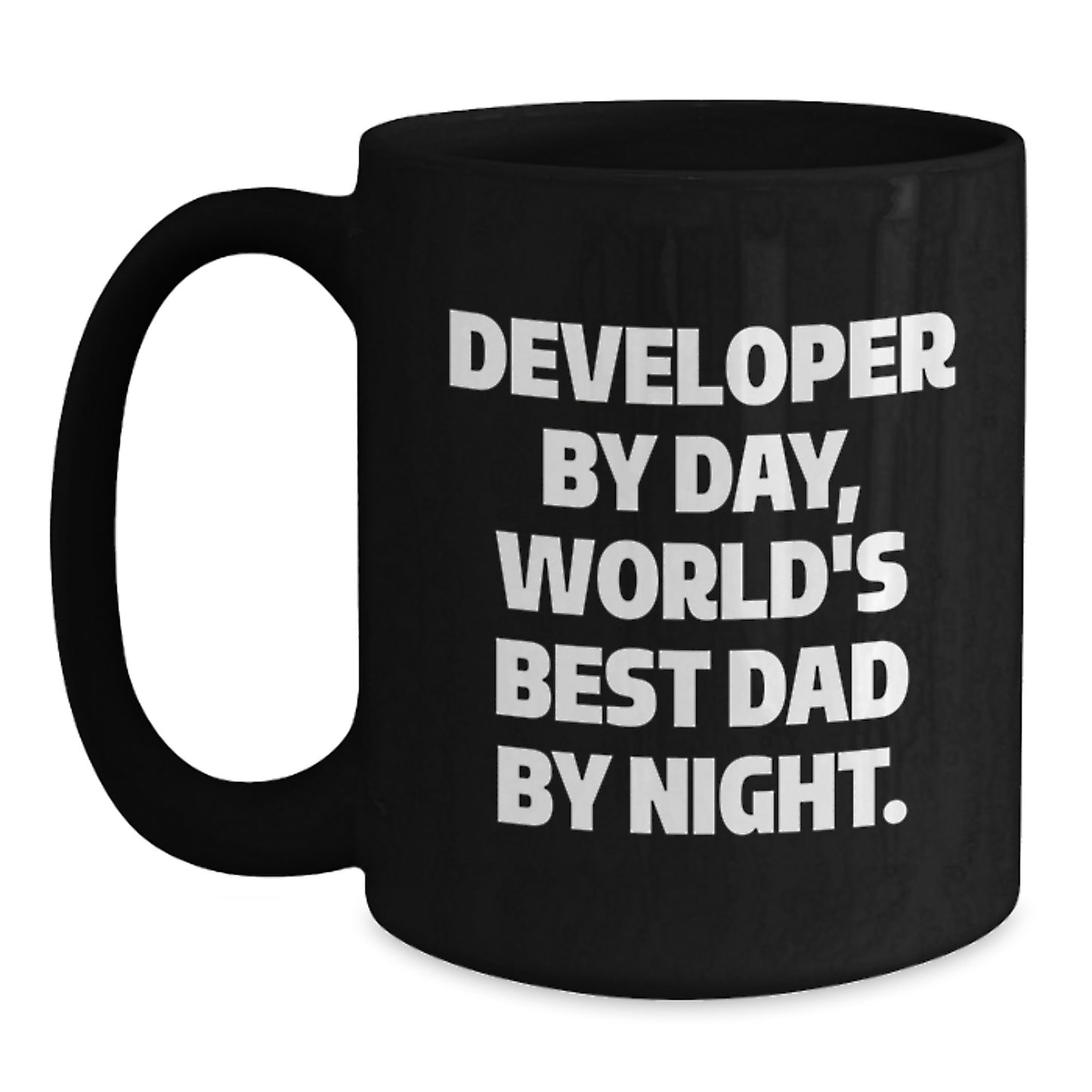Funny Developer Gifts, Black Coffee Mug for Men, World's Best Dad Developer Mug, Christmas Unique Gifts from Dad to Developer Friend - Main
