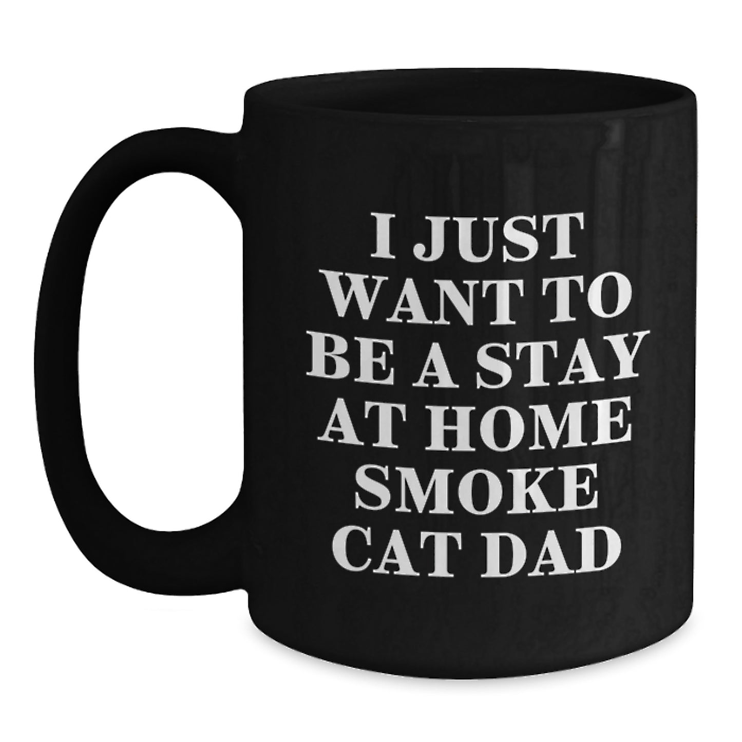 Funny Smoke Cat Dad Gifts from Friends for Graduation Unique Smoke Cat Mugs, 'I Just Want To Be A Stay At Home Smoke Cat Dad' Quote, Black Coffee Mug - Main