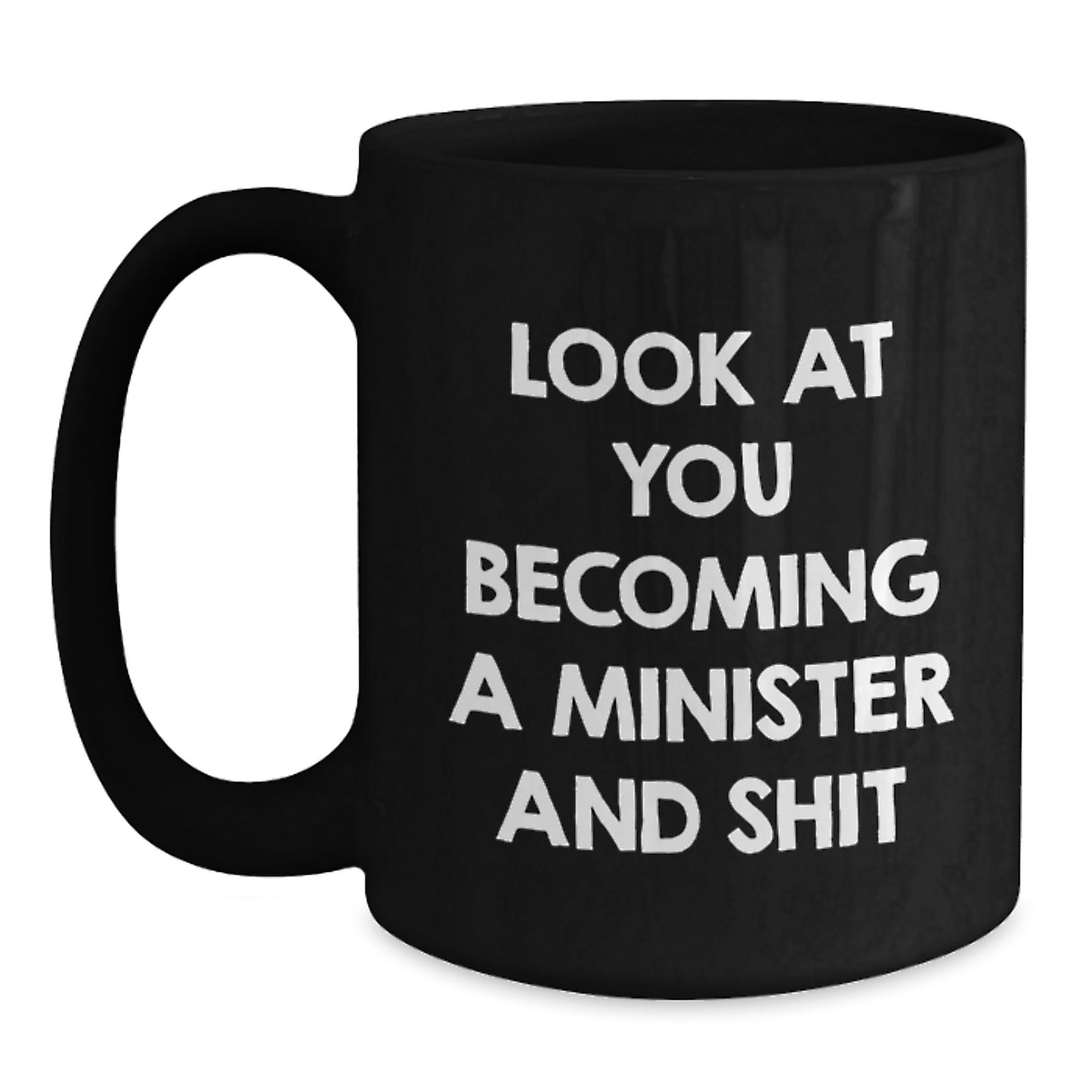 Funny Minister Gifts from Friends, Unique Black Coffee Mug for Minister, Christmas Unique Gifts - Main