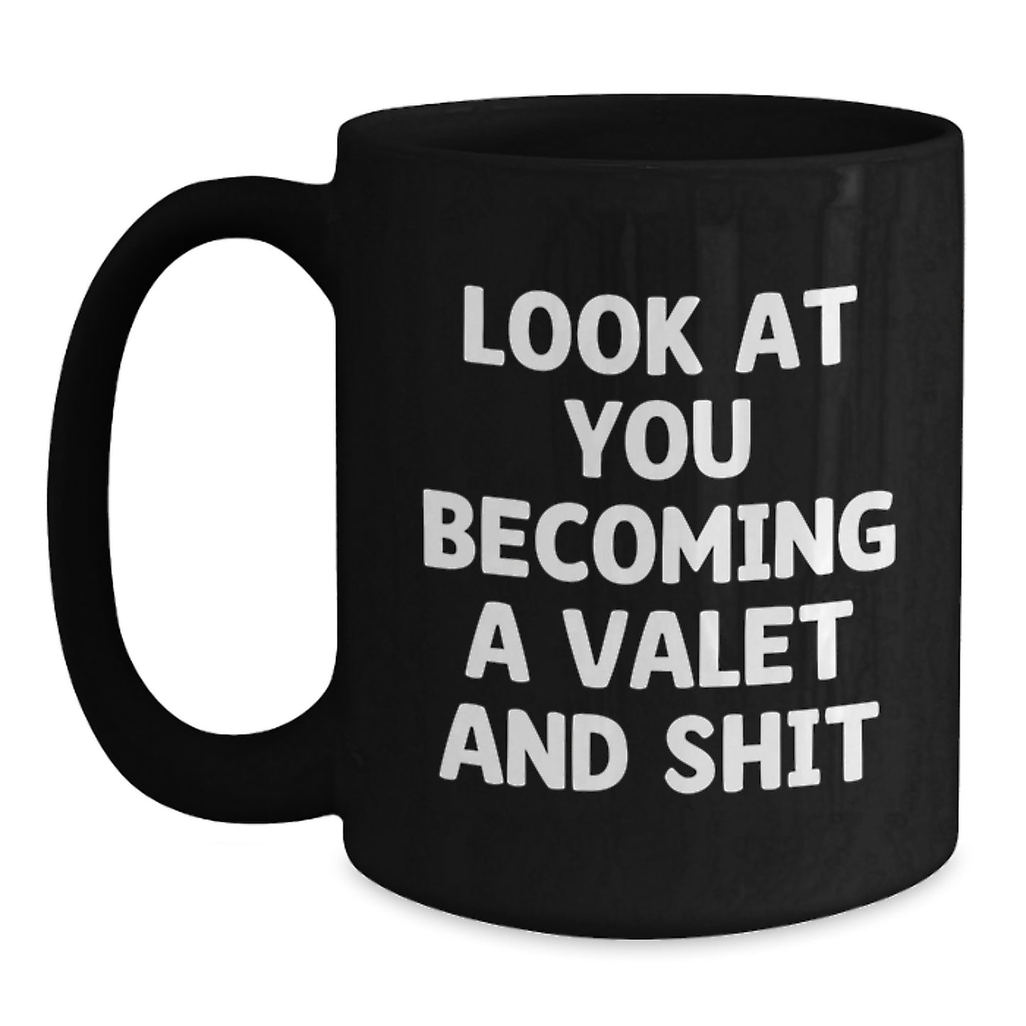 Funny Valet Gifts from Men for Friends and Family - Black Coffee Mug - Main