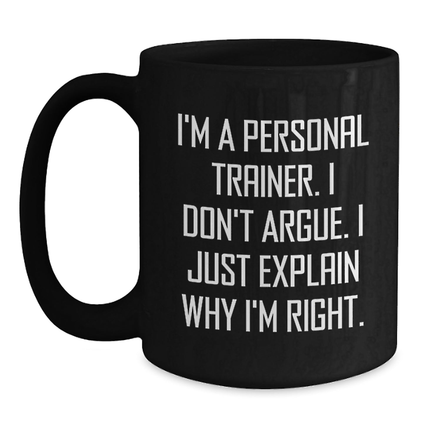 Funny Personal Trainer Graduation Gifts from Friends for Men and Women, Personal Trainer Black Coffee Mug, Inspirational Quote - Main