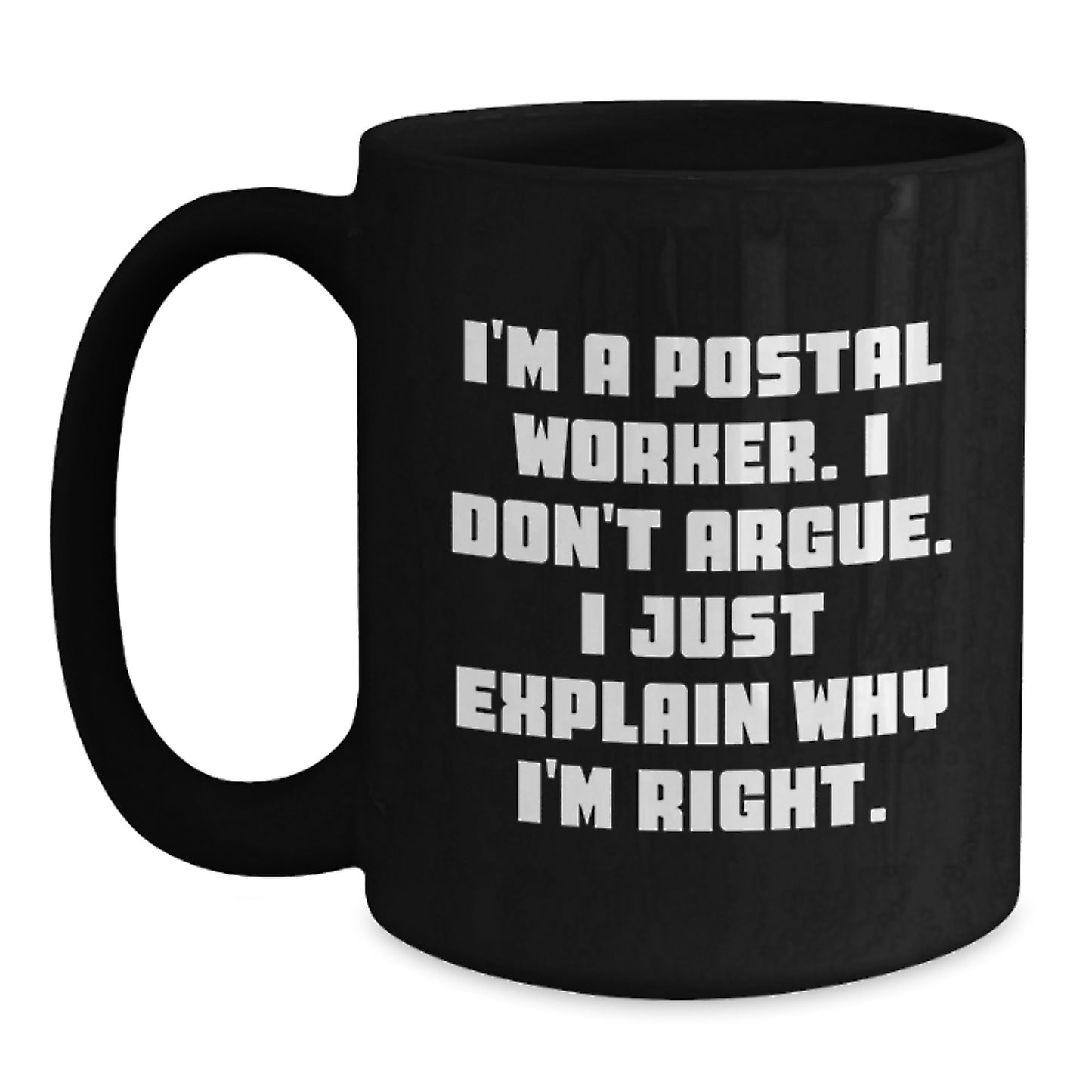 Funny Postal Worker Gifts for Him or Her, Black Coffee Mug, Unique Christmas Memorable Present from Friends or Family - Main