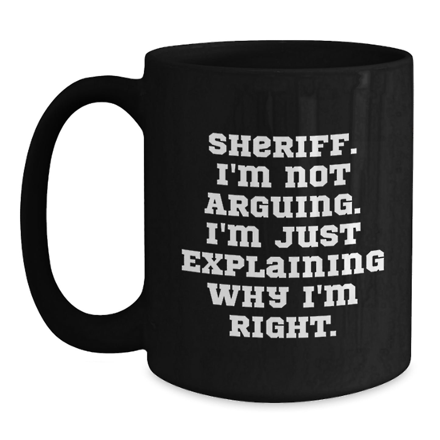 Funny Sheriff Mugs Gifts for Men, Unique Black Coffee Mug Christmas Unique Gifts from Friends to Family - Main