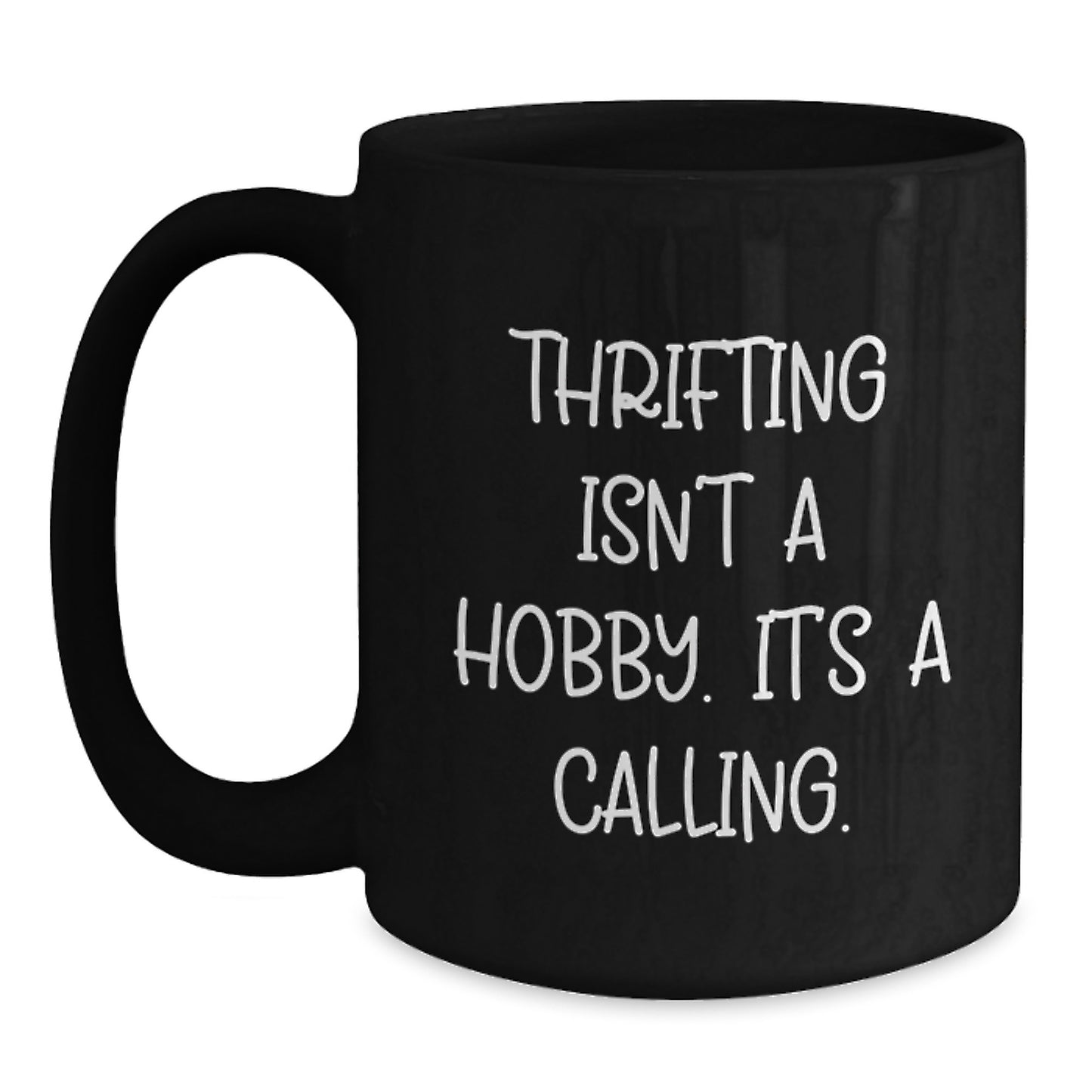 Thrifting Lover Gifts from Friends for Thrifting Enthusiasts, Funny Black Coffee Mug, Gift for Graduation Unique - Main