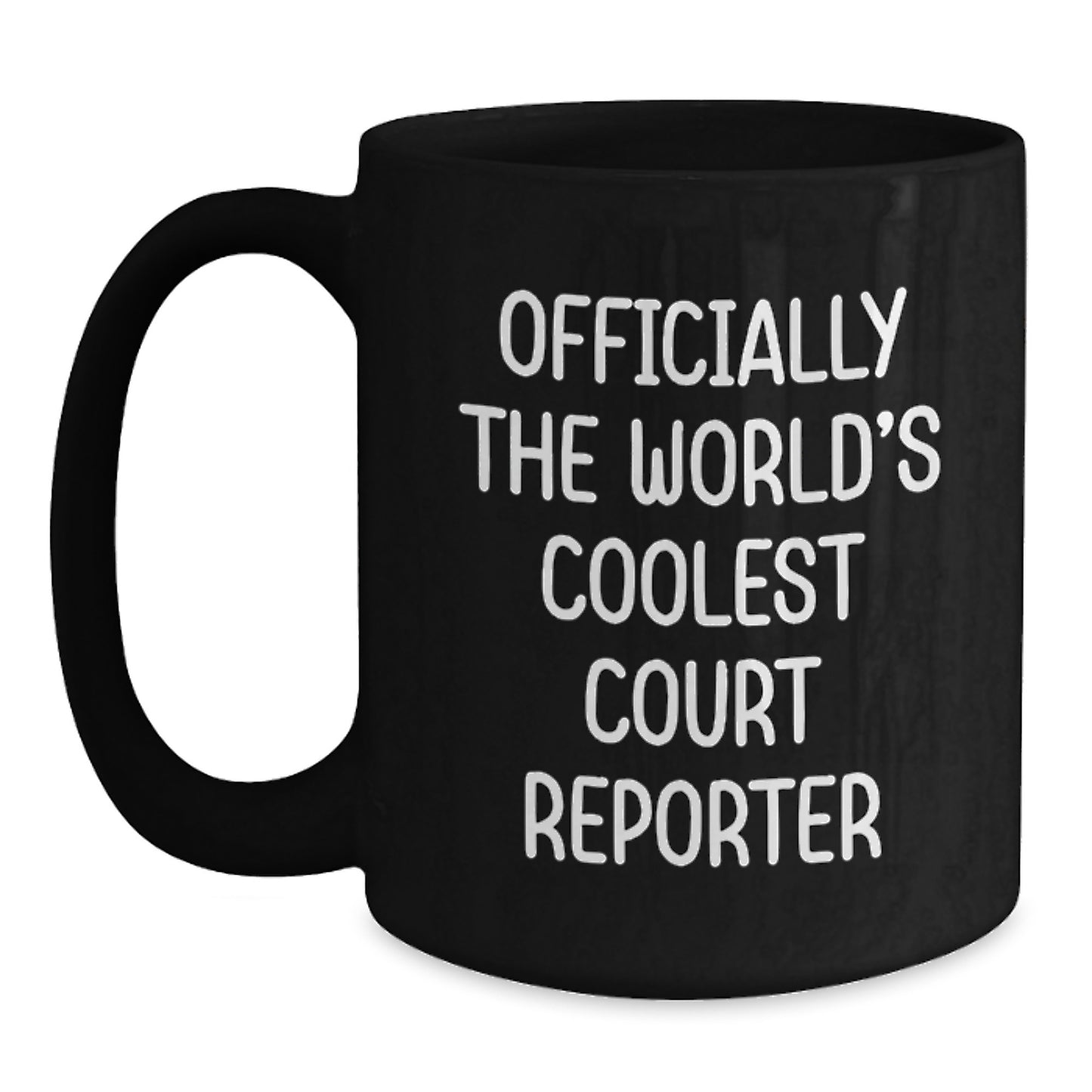 Funny Court Reporter Gifts for Coworkers - Officially The World's Coolest Court Reporter Black Coffee Mug, Perfect for Court Reporter Graduation Unique Gifts - Main