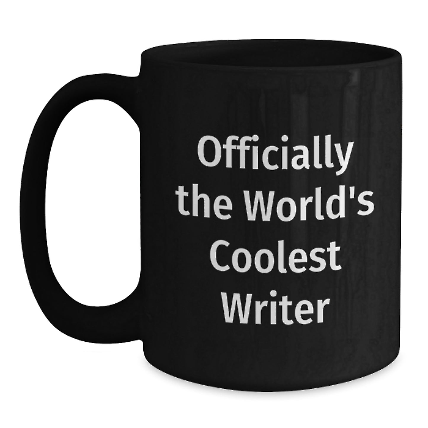 Gifts for Writers, Inspirational 'Officially The World's Coolest Writer' Black Coffee Mug for Graduation - Main