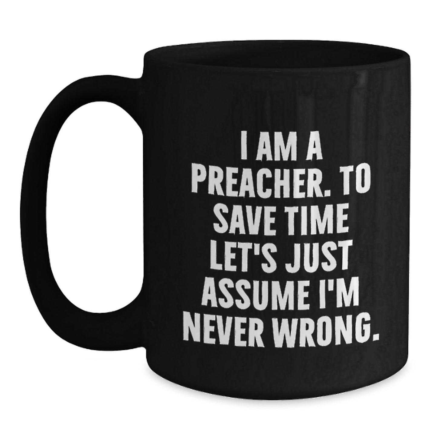 Preacher Keepsake Black Coffee Mug for Him Birthday Gift - Main