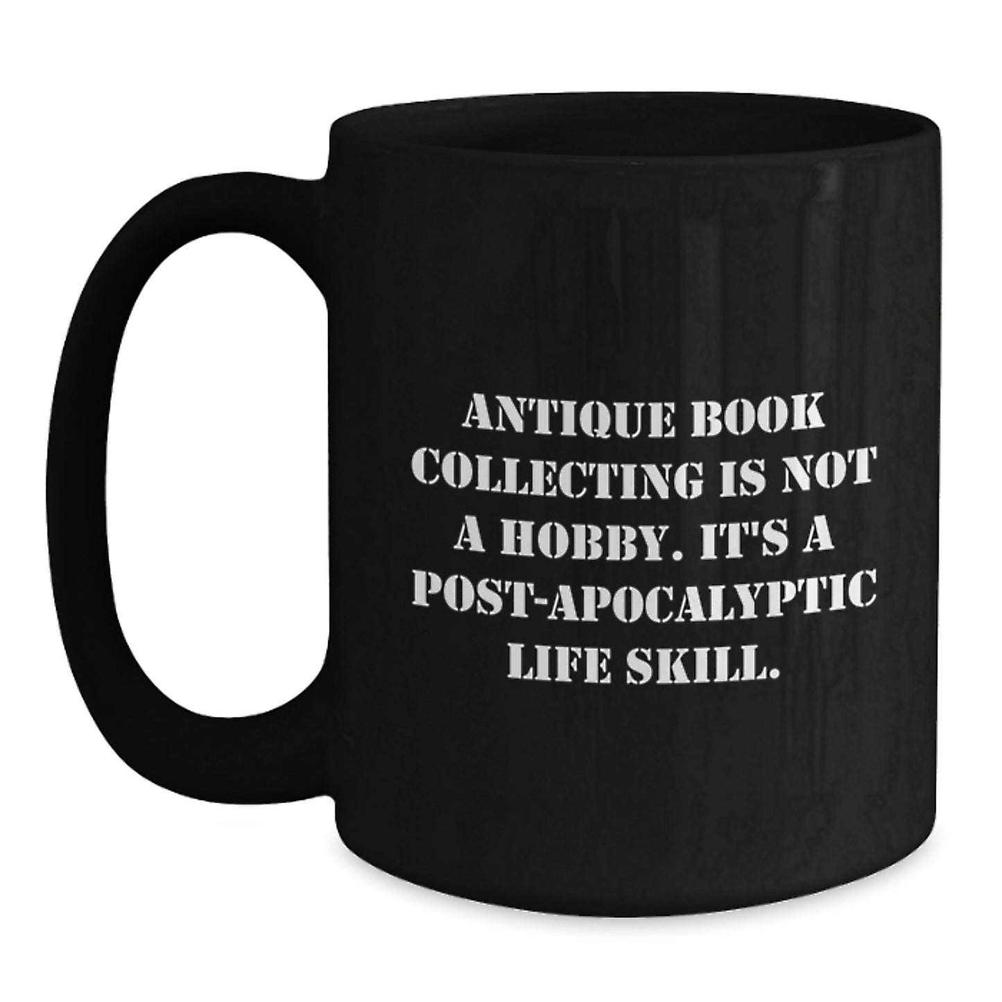 Him Keepsake Birthday Gift Black Coffee Mug – Antique Book Collecting - Main