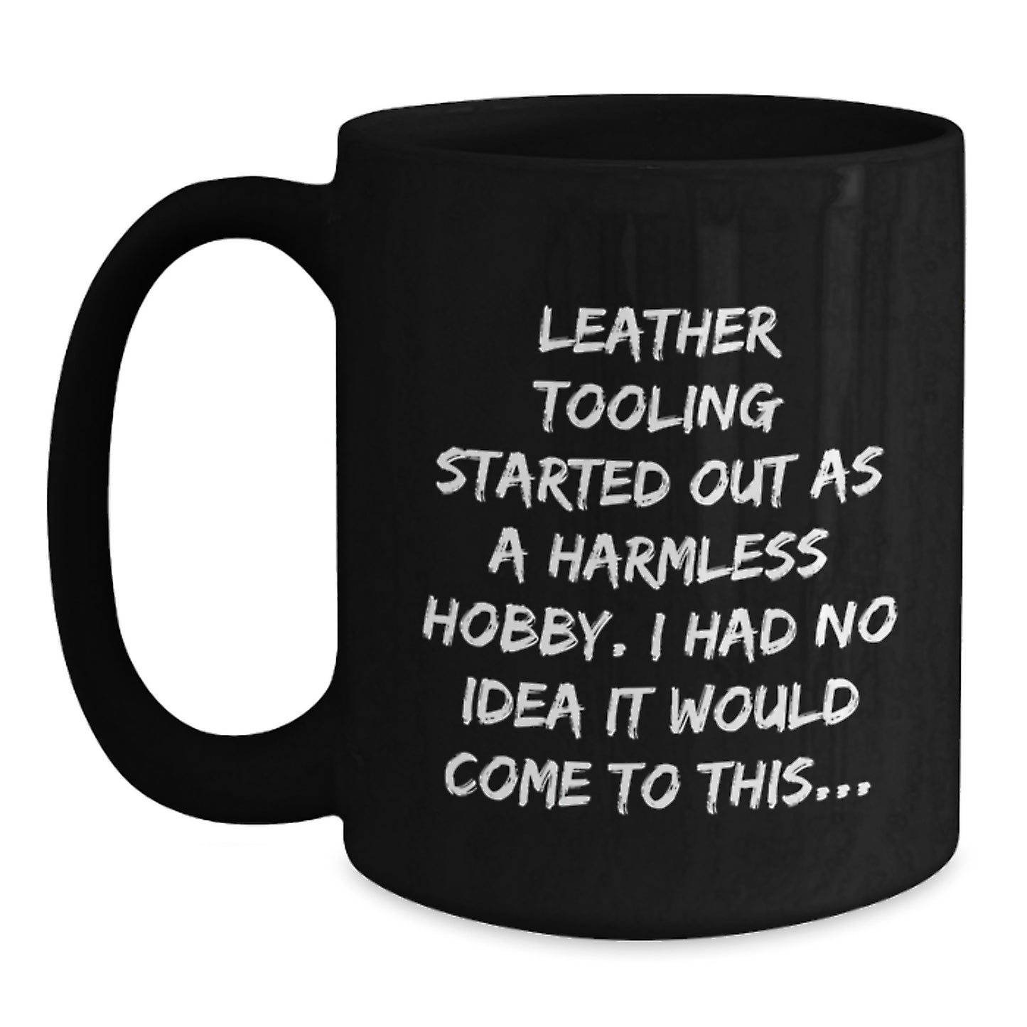 Leather Tooling Keepsake Black Coffee Mug for Him Birthday Gift - Main