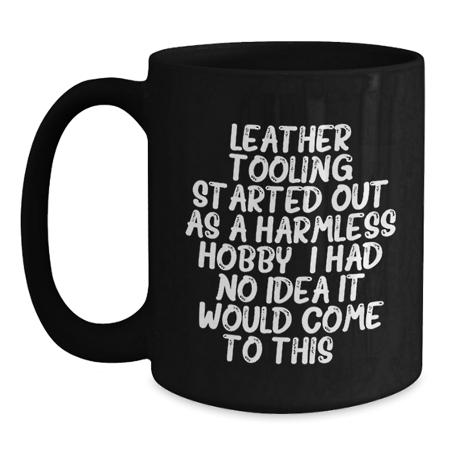 Birthday Gift for Her Leather Tooling Black Coffee Mug Present - Main