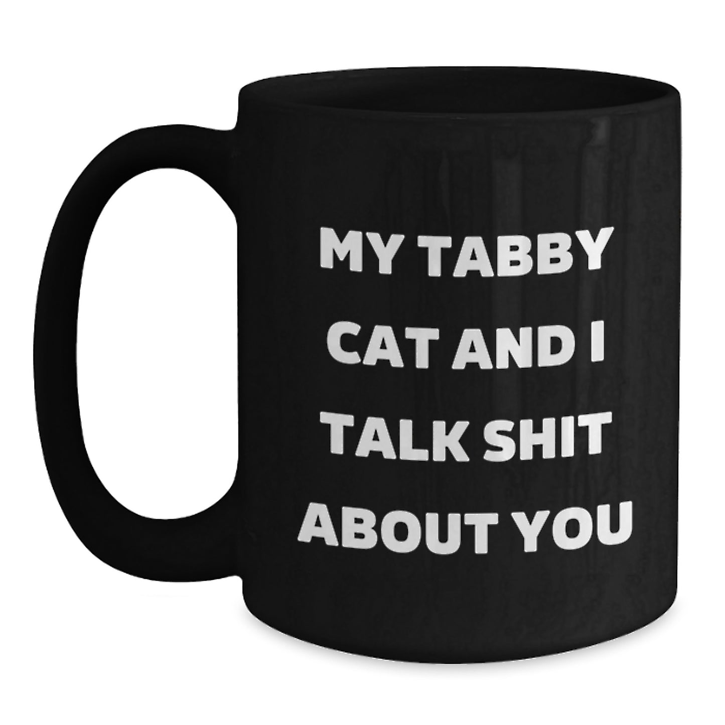 Funny Tabby Cat Black Coffee Mug Gifts from Family to Friends for Birthday Unique - Main