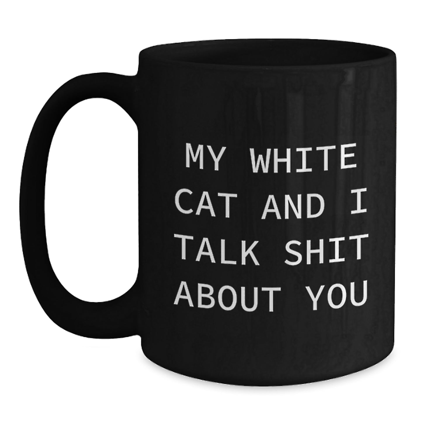 Funny White Cat Black Coffee Mugs Gifts for White Cat Lovers Friends Birthday Unique - Main