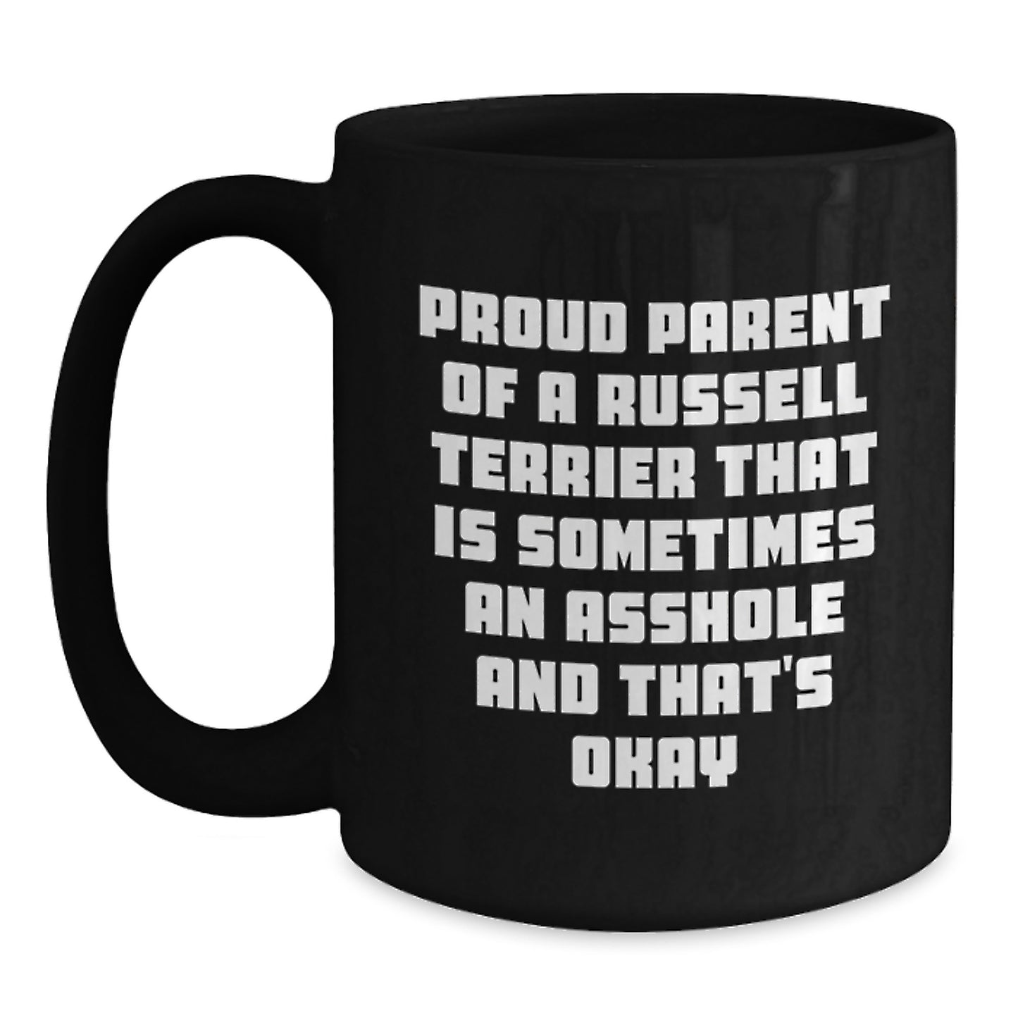 Funny Russell Terrier Dog Gifts for Men, Funny Birthday Unique Gifts from Family, Russell Terrier Dog Lover Mom Dad Black Coffee Mug, Proud Parent Mug - Main