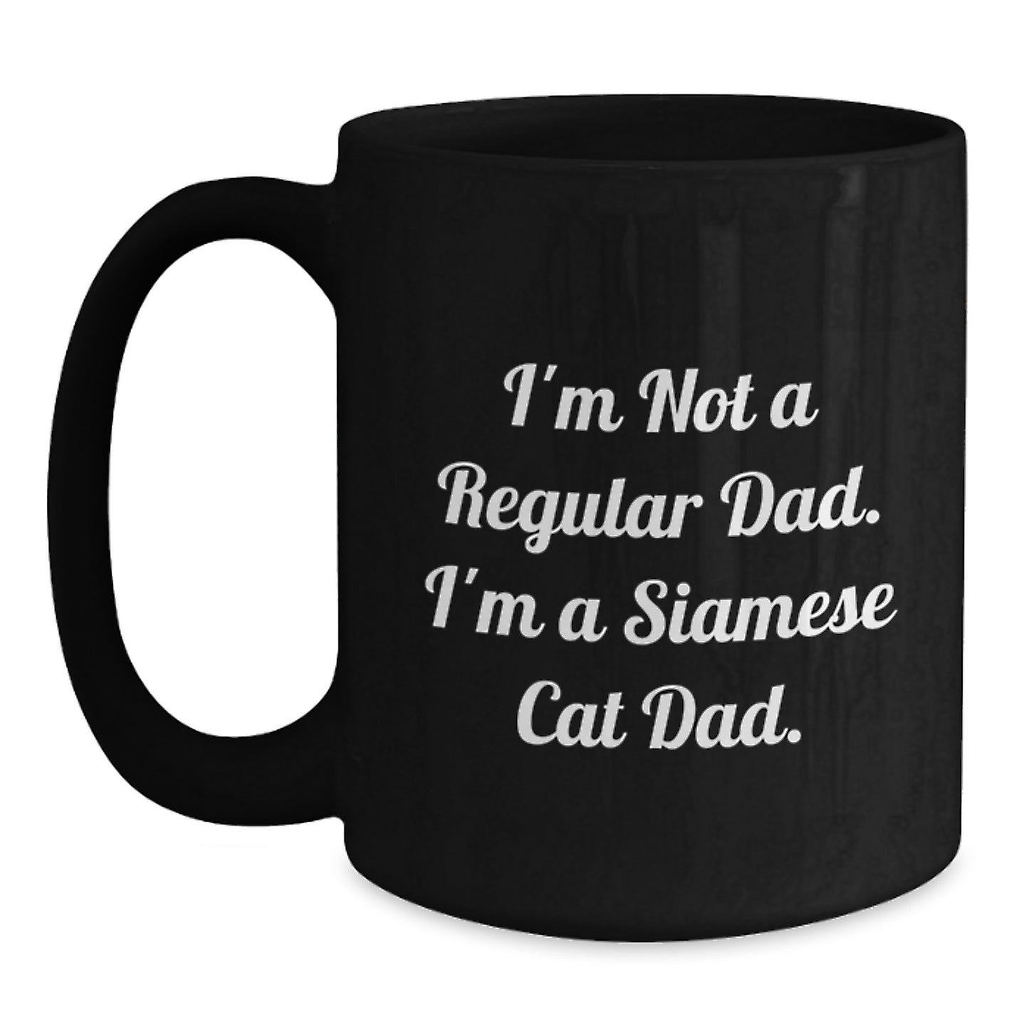 Funny Siamese Cat Dad Gifts for Men from Family, Unique Black Coffee Mug for Siamese Cat Enthusiasts, Graduation Celebration - Main