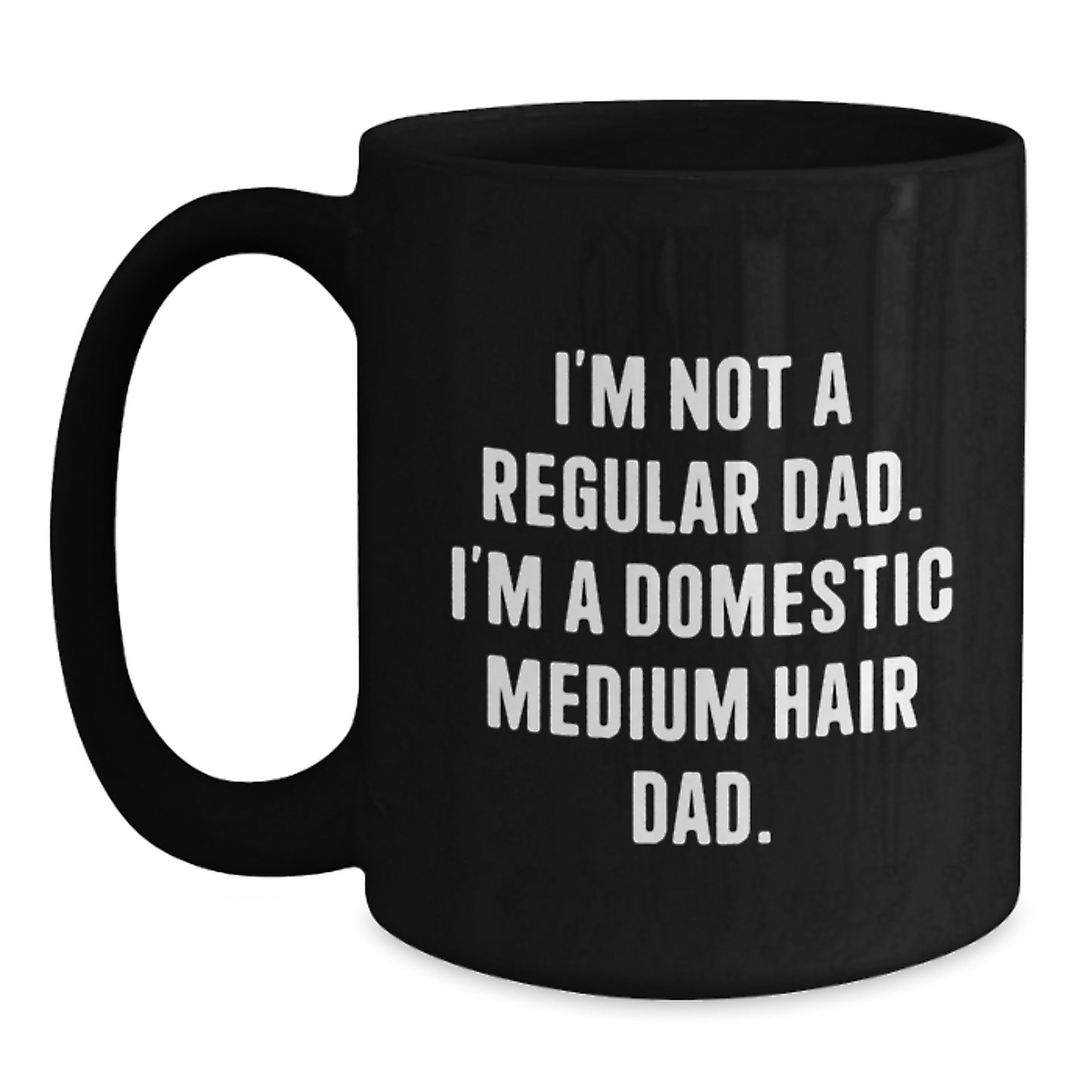 Funny Domestic Medium Hair Cat Dad Gifts from Men to Friends, Unique Graduation Gifts for Him, Black Coffee Mug with I'm Not A Regular Dad Quote - Main
