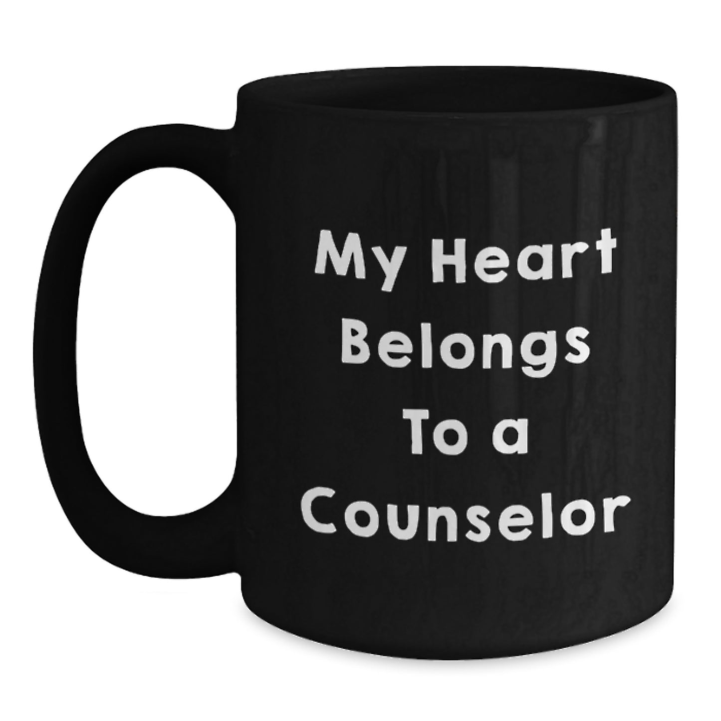 Funny Counselor Gifts for Graduation, Black Coffee Mug, 'My Heart Belongs To A Counselor' Quote, Perfect for Counselor Appreciation Day, Gifts from Family and Friends - Main