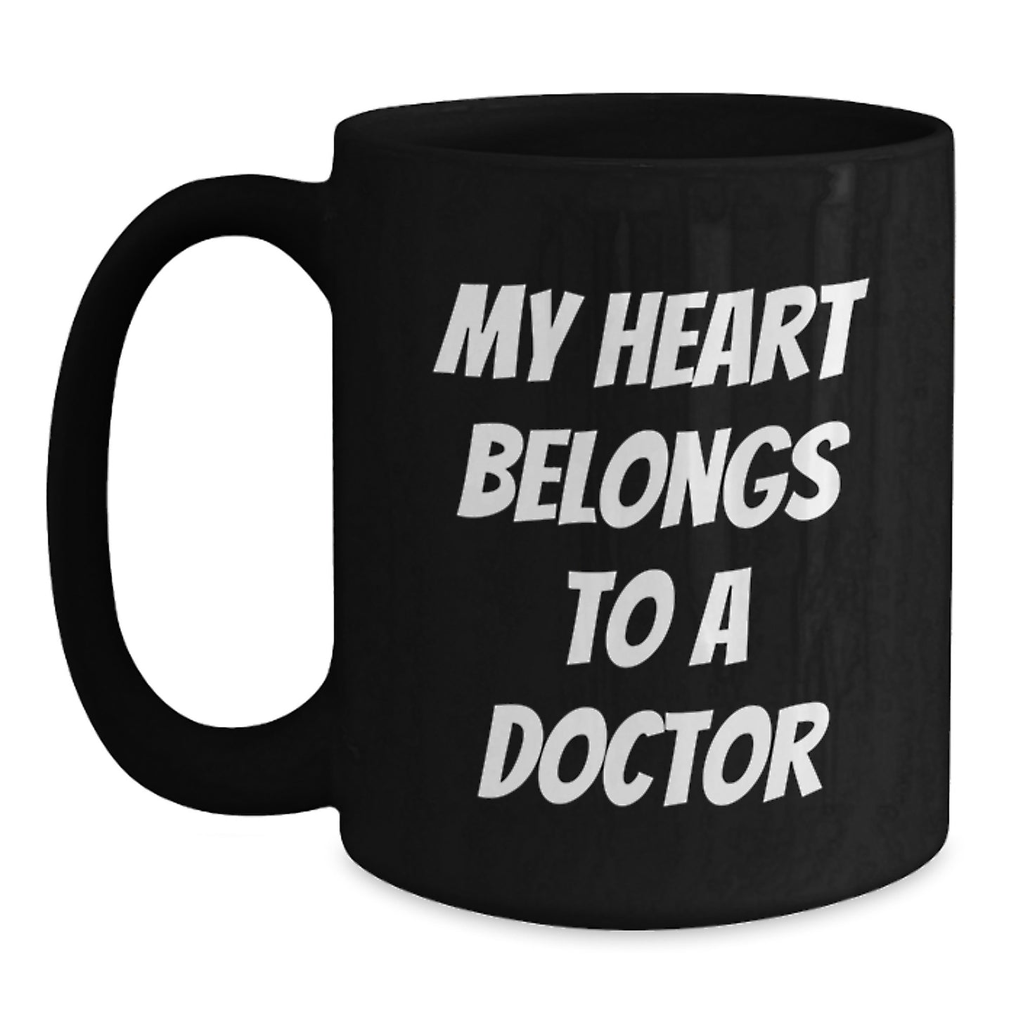 Funny Doctor Gifts from Friends for Doctor Men Black Coffee Mug My Heart Belongs To A Doctor - Main