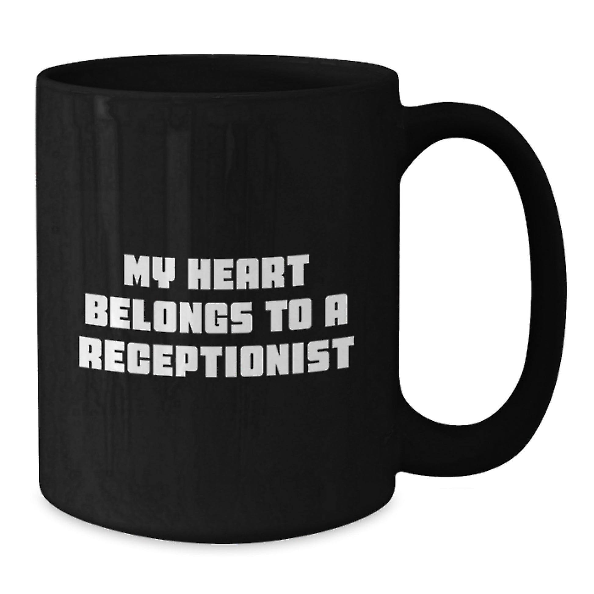 Funny Receptionist Gifts from Friends - My Heart Belongs To A Receptionist Quote Black Coffee Mug, Birthday Unique Gifts for Receptionists Coworkers - Additional