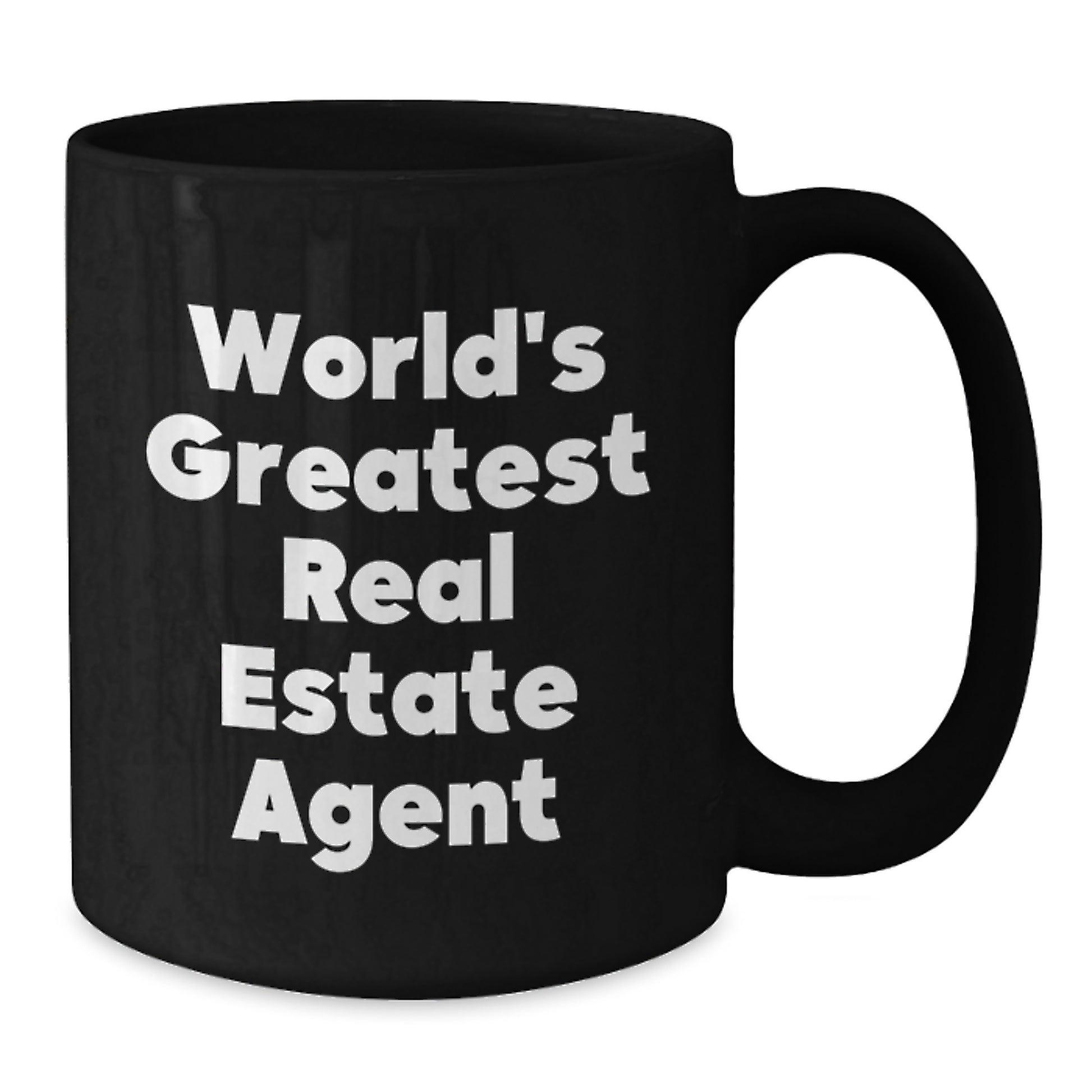 Funny Gifts for Real Estate Agent Friends, Real Estate Agent Coffee Lover Mug, 'World's Greatest Real Estate Agent' Quote Black Coffee Mug - Additional