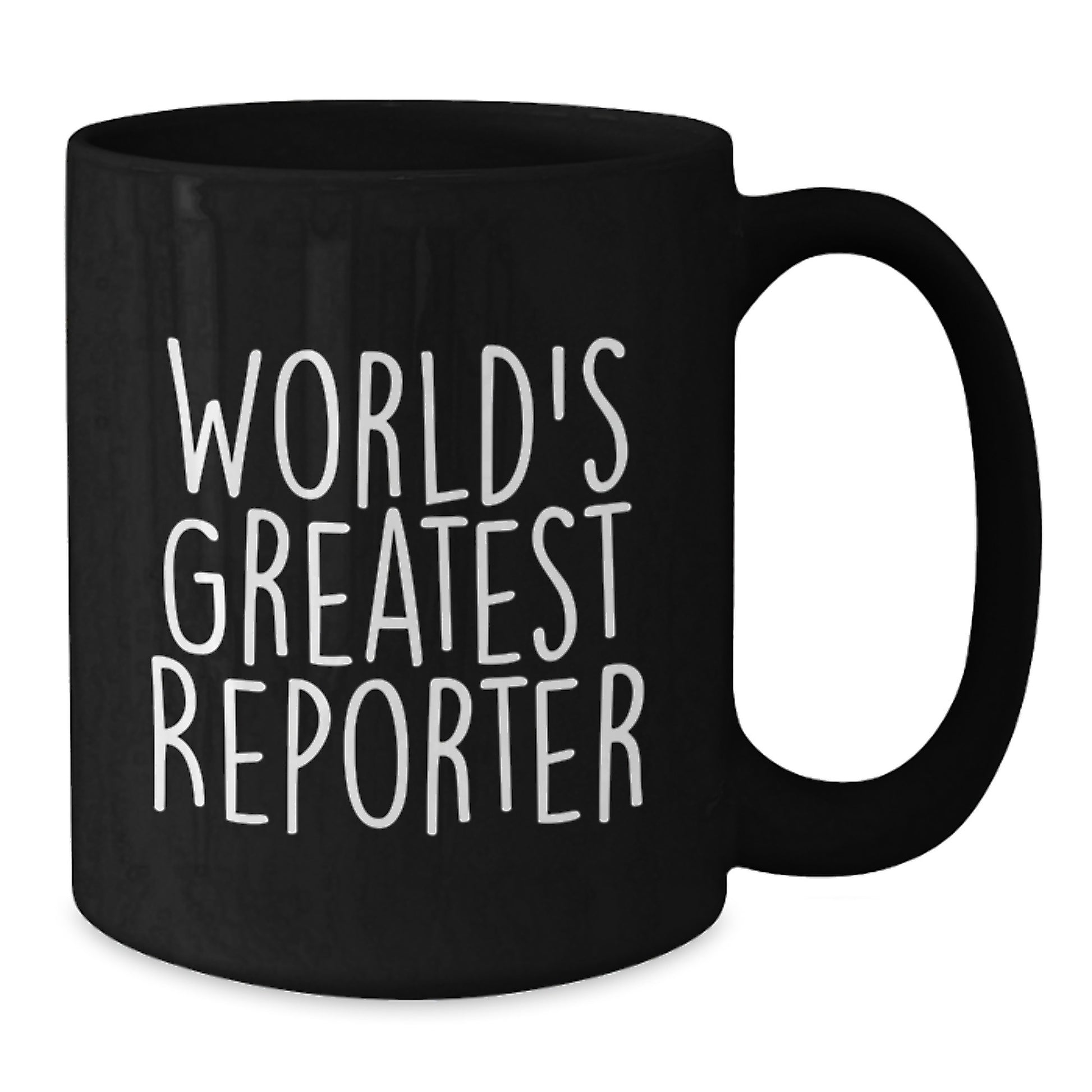 Funny Reporter Gifts from Friends for Birthday - 'World's Greatest Reporter' Quote on Black Coffee Mug - Additional