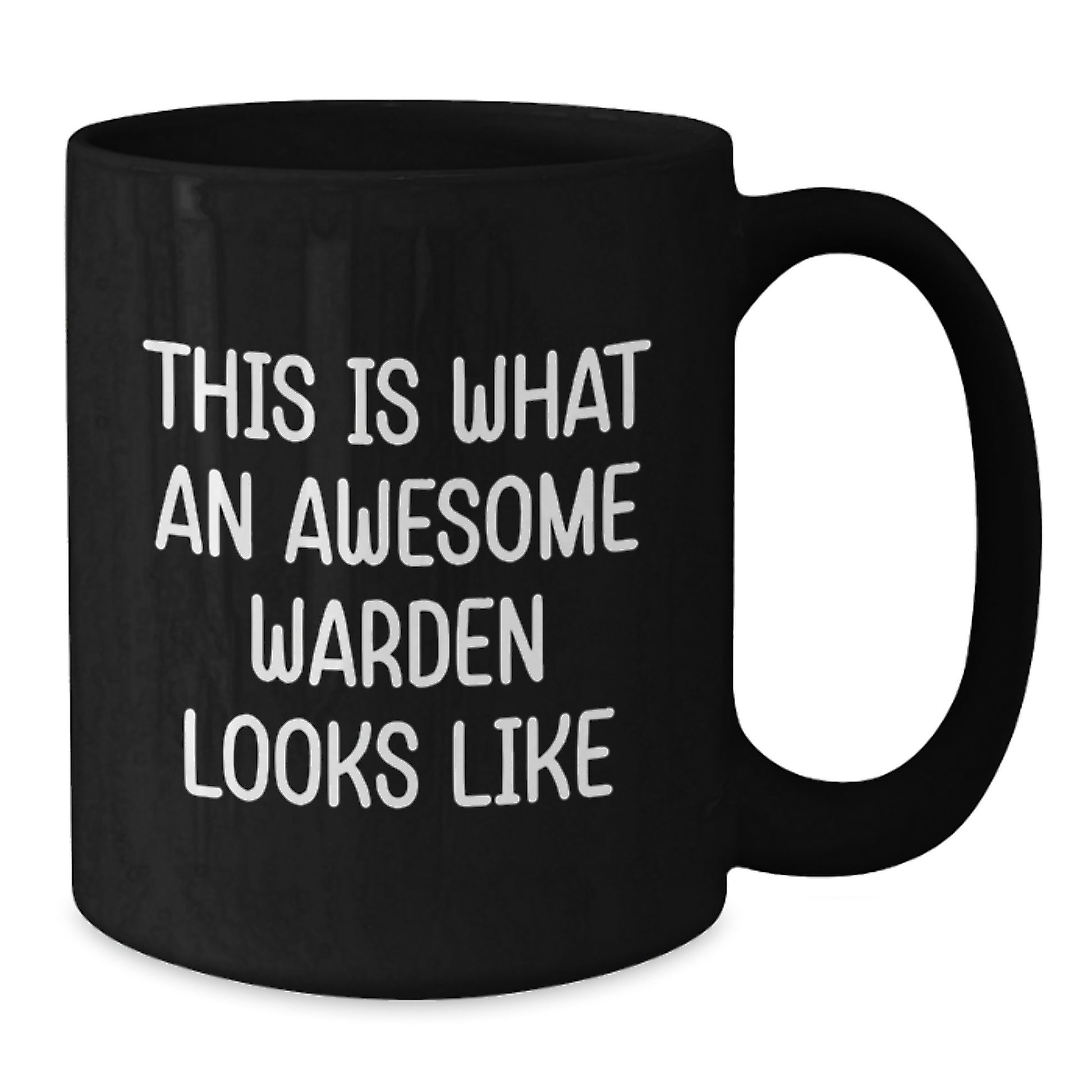Funny Warden Gifts for Graduation, Black Coffee Mug, Quote 'This Is What An Awesome Warden Looks Like' Gifts from Friends - Additional