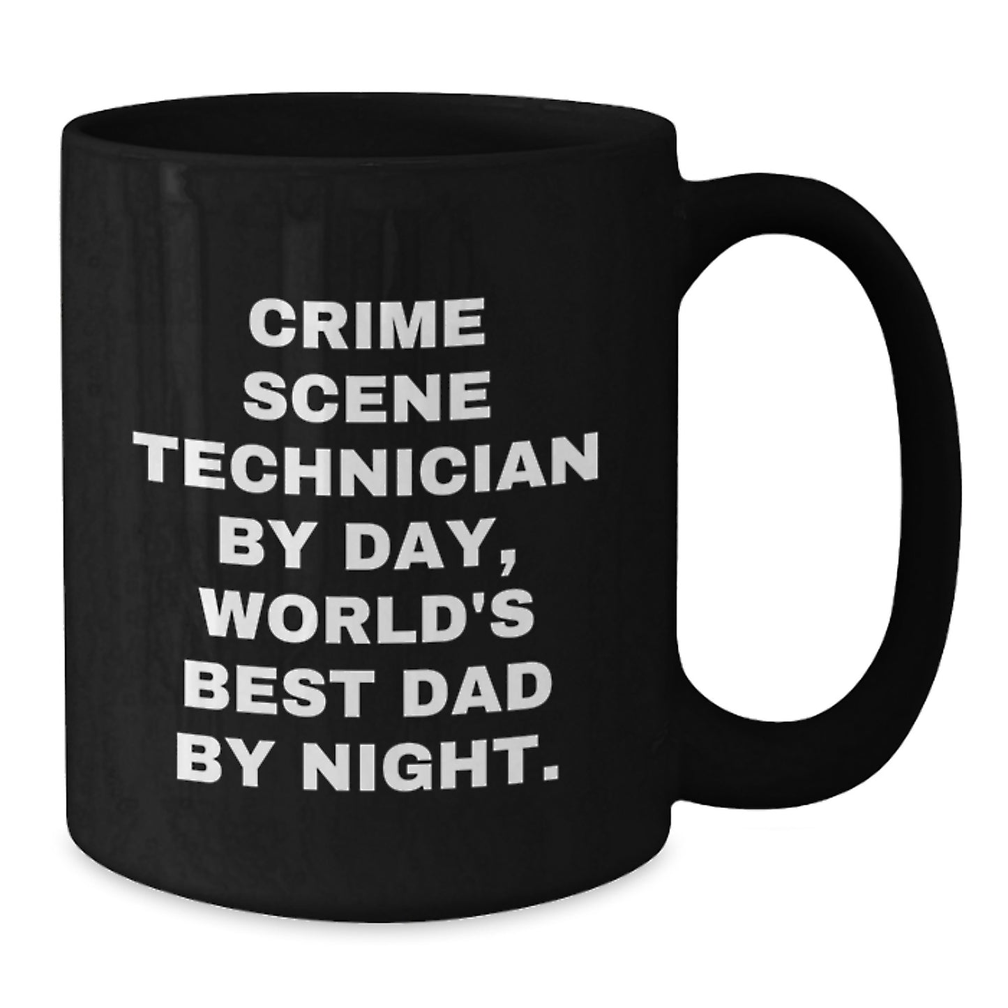 Gifts for Crime Scene Technicians - Funny 'Crime Scene Technician By Day, World's Best Dad By Night' Black Coffee Mugs for Men, Unique Birthday Unique Gifts from Family - Additional