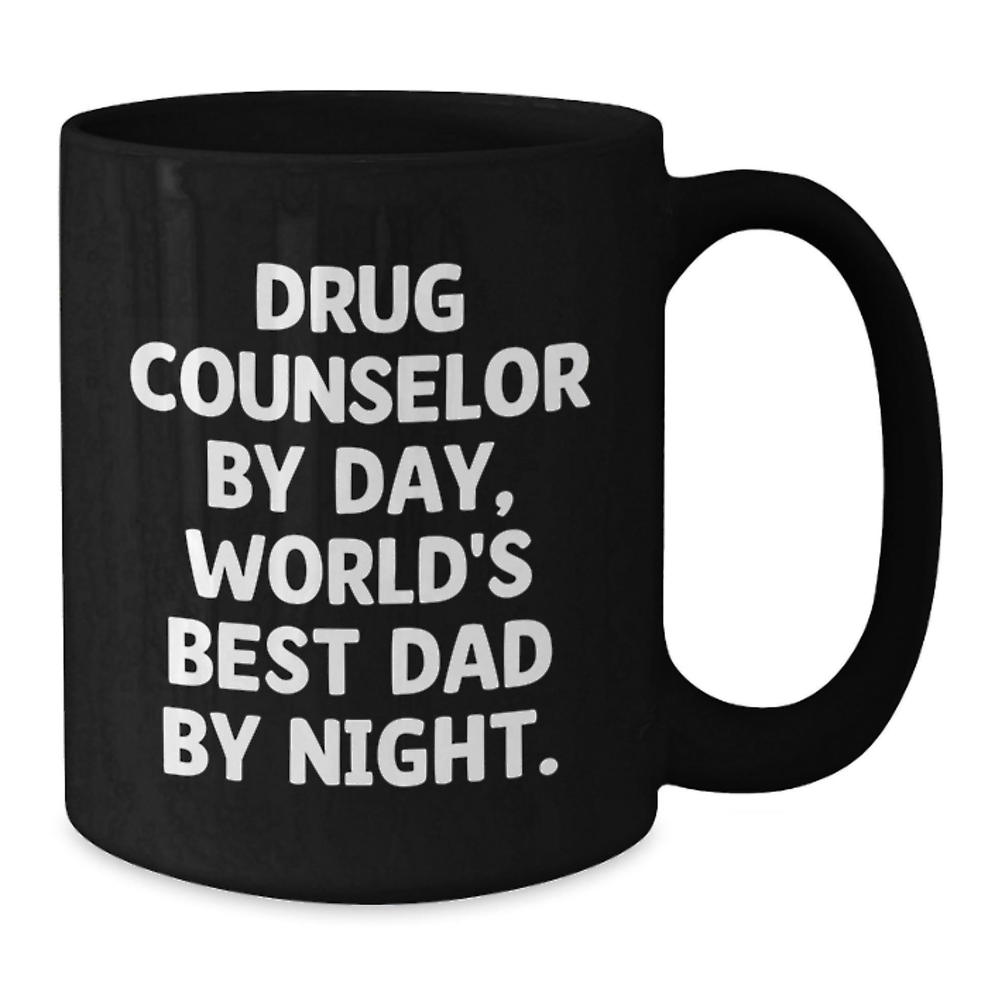 Funny Drug Counselor Gifts from Men to Friends, Custom Black Coffee Mug for Drug Counselor By Day, World's Best Dad By Night. - Additional