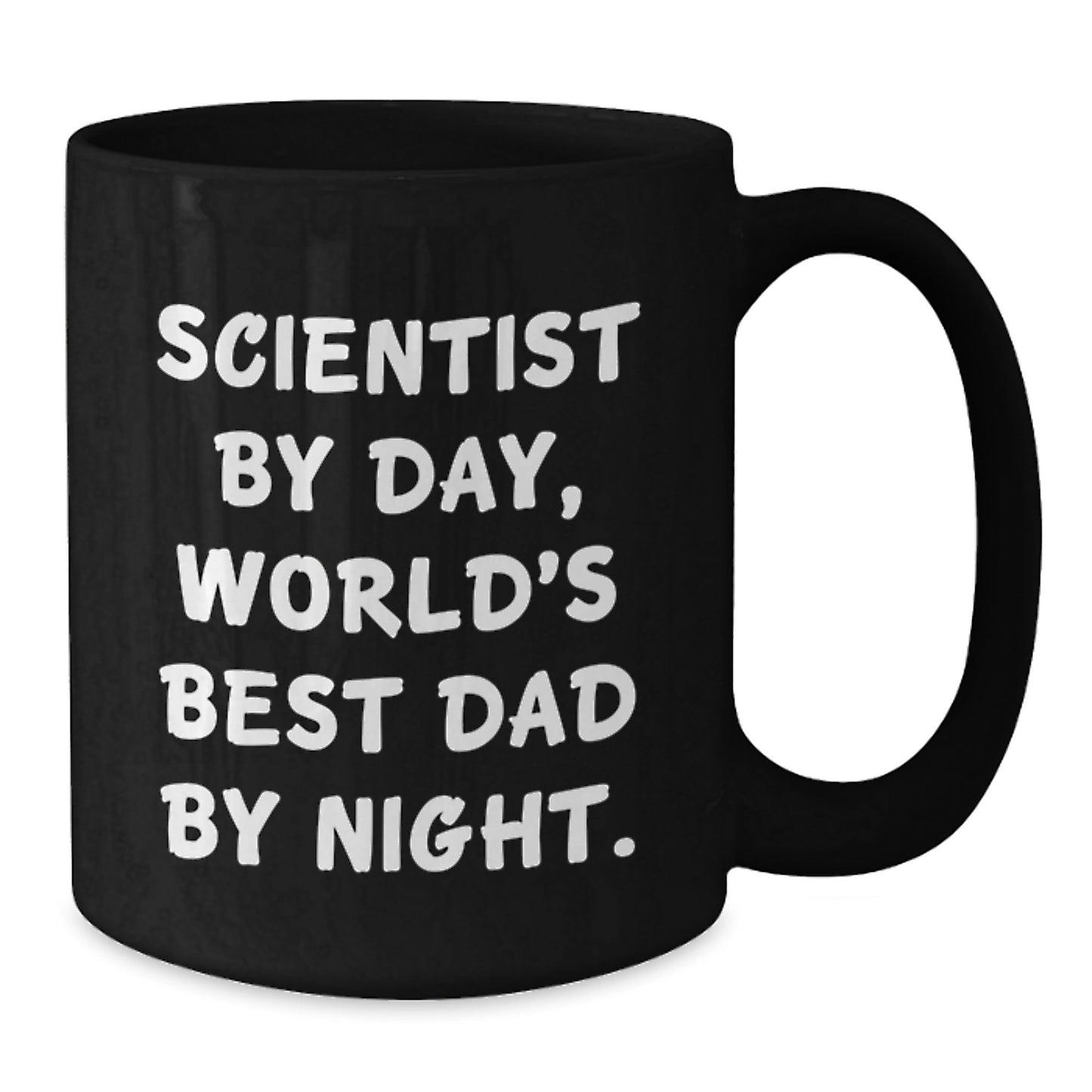Funny Scientist Gifts for Men Christmas Unique Presents from Dad to World's Best Scientist By Day, Black Coffee Mug - Additional