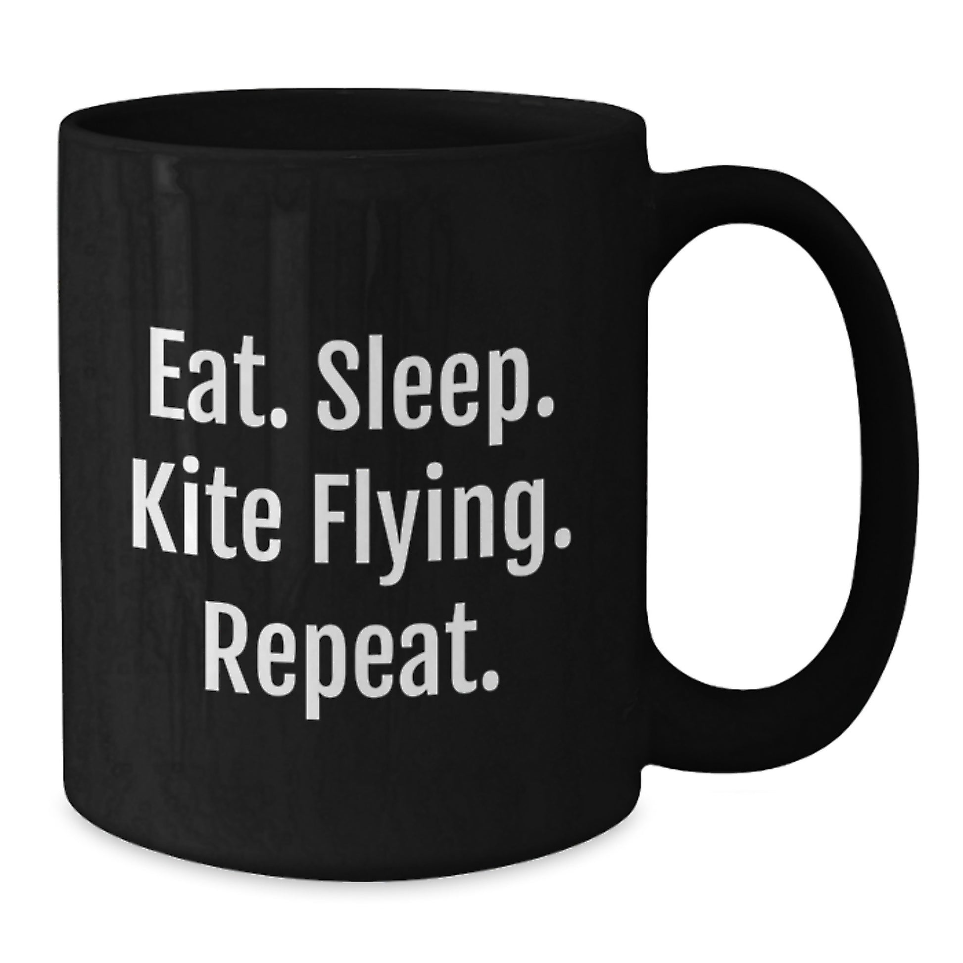 Funny Kite Flying Gifts from Friends, Unique Black Coffee Mugs for Kite Enthusiasts, Eat. Sleep. Kite Flying. Repeat. Inspirational Graduation Mug - Additional