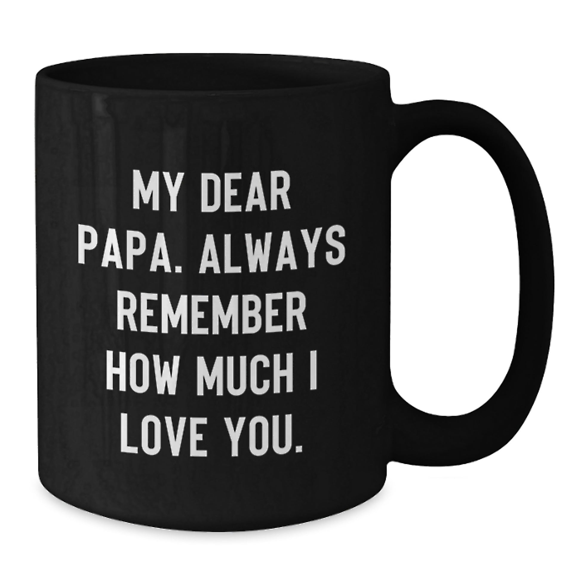 Funny Papa Birthday Unique Gifts from Family - Black Coffee Mug with 'My Dear Papa. Always Remember How Much I Love You.' Quote - Additional