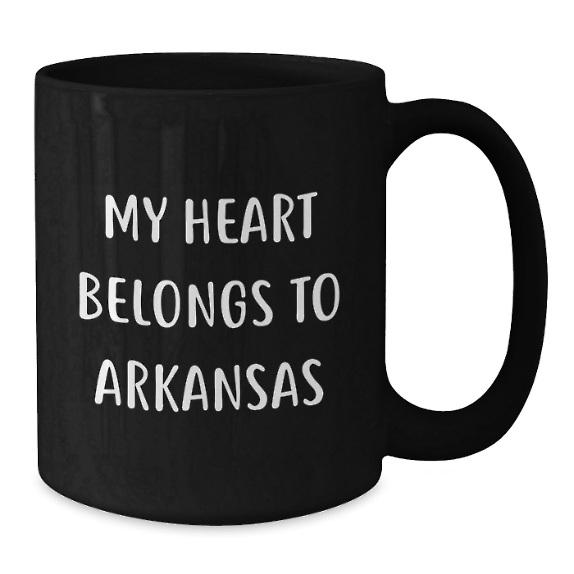 Funny Arkansas Gifts, 'My Heart Belongs To Arkansas' Black Coffee Mug for Birthday, Gifts from Friends, Gifts for Arkansas Lovers - Additional