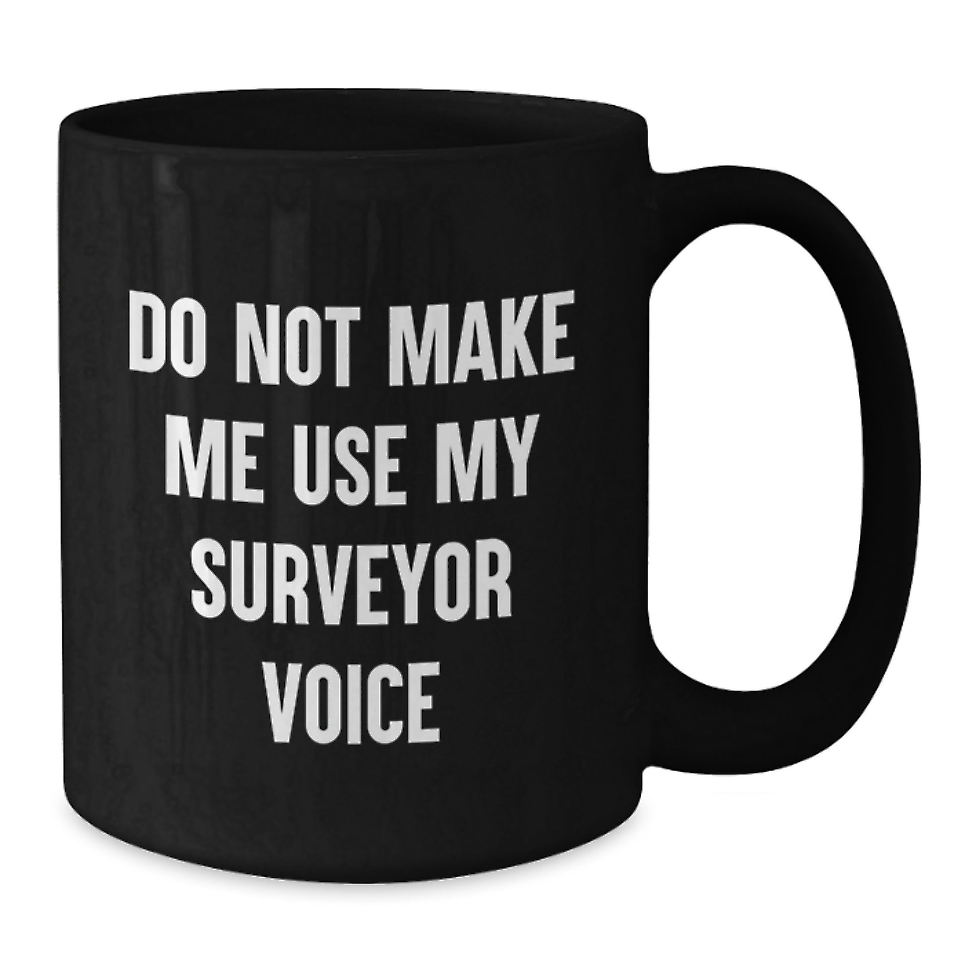 Funny Surveyor Gifts from Friends for Valentine's Unique Black Coffee Mugs, 'Do Not Make Me Use My Surveyor Voice' - Additional