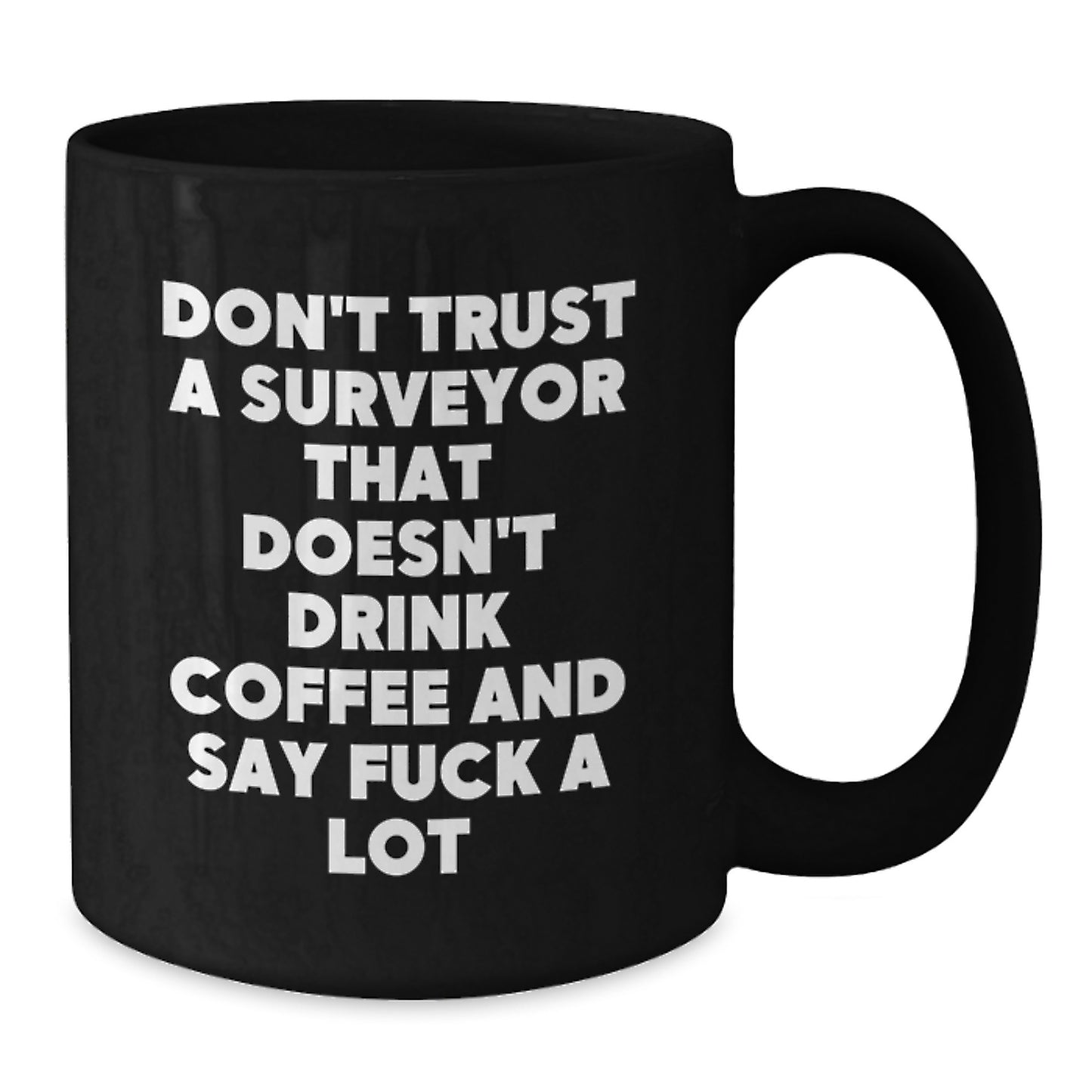 Funny Gifts for Surveyor, Surveyor Coffee Lover Mug, Birthday Unique Gifts from Friends, Surveyor Black Coffee Mug with Quote 'Don't Trust A Surveyor That Doesn't Drink Coffee And Say F--k A Lot' - Additional