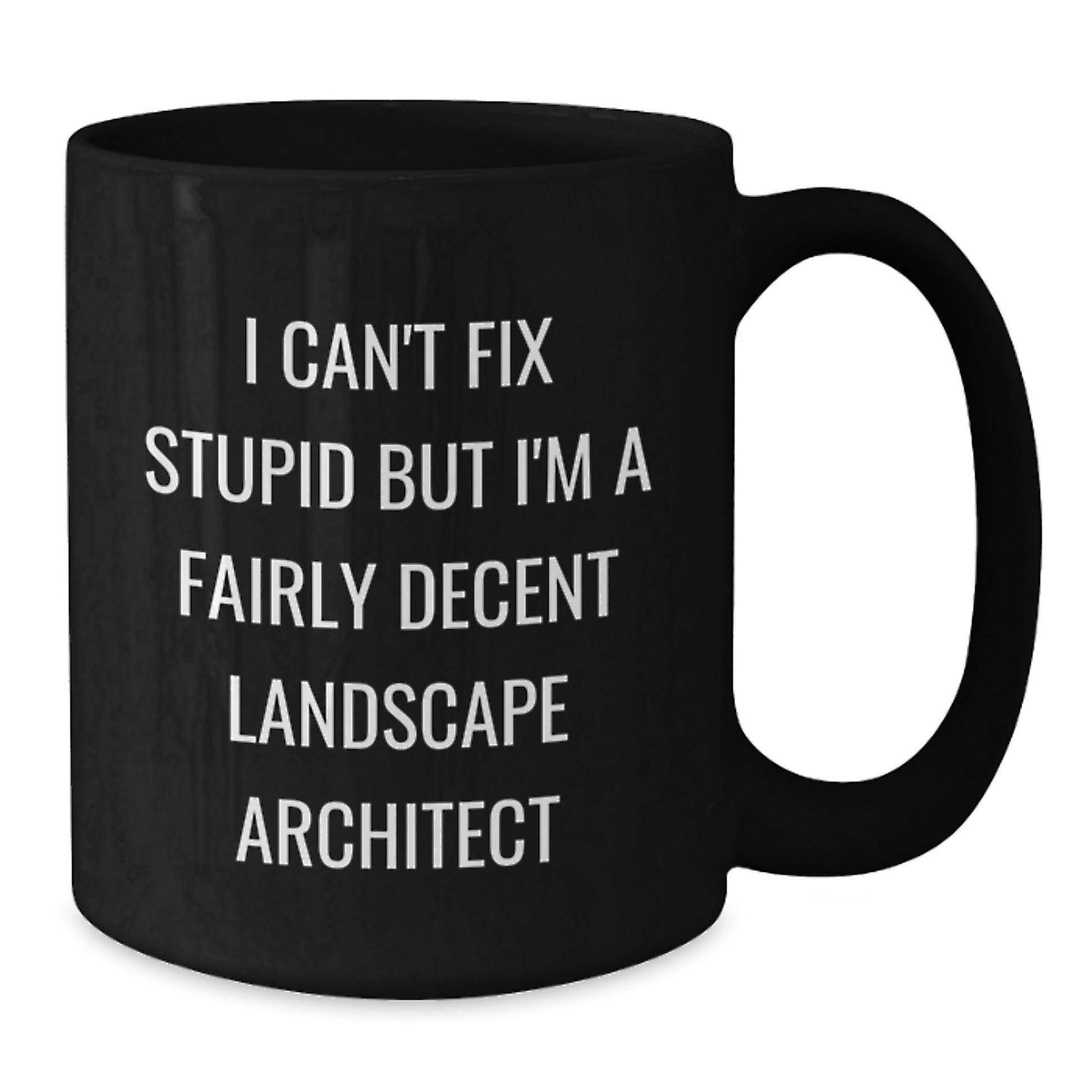 Gifts from Men to Landscape Architect Friends - Funny Valentine's Black Coffee Mug - I Can't Fix Stupid But I'm A Fairly Decent Landscape Architect - Additional