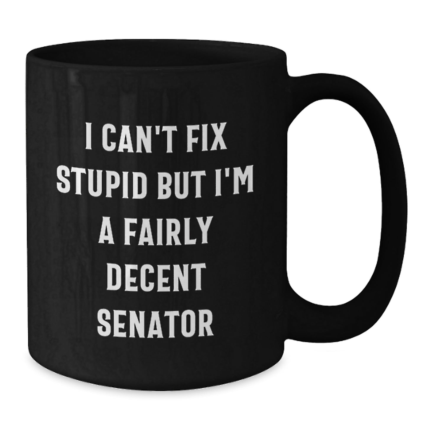 Funny Senator Gifts for Men from Friends, Unique Black Coffee Mugs for Senator, I Can't Fix Stupid But I'm A Fairly Decent Senator - Additional