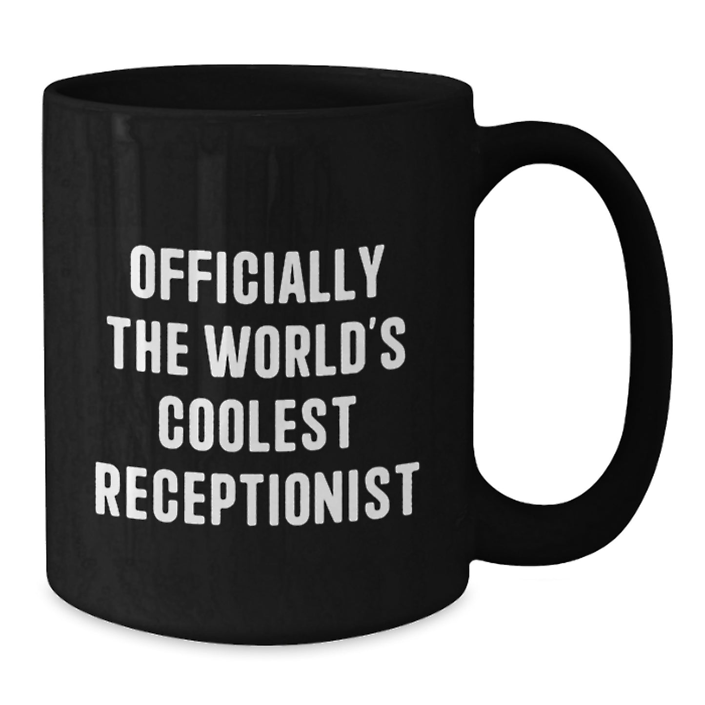 Funny Receptionist Gifts for Graduation, Officially The World's Coolest Receptionist Black Coffee Mug from Friends, Unique Black Coffee Mug Gifts for Receptionist Women - Additional
