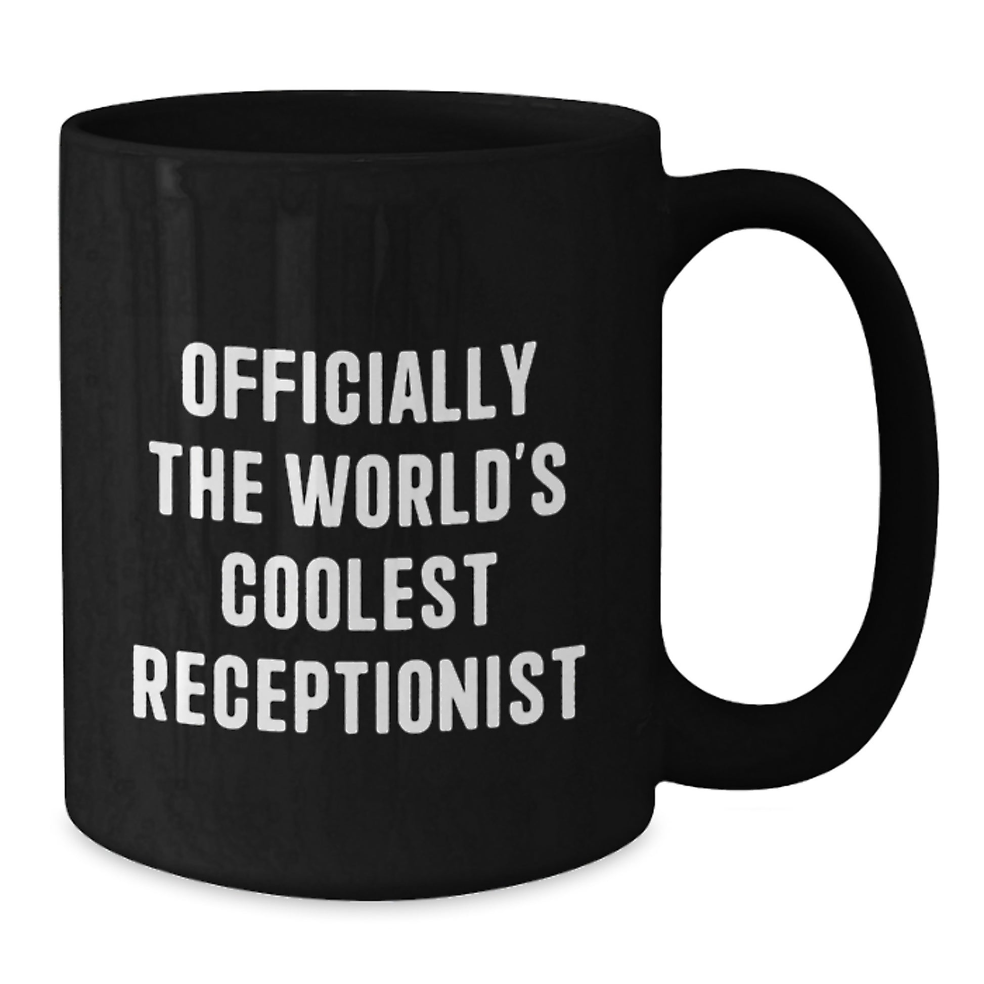Funny Receptionist Gifts for Graduation, Officially The World's Coolest Receptionist Black Coffee Mug from Friends, Unique Black Coffee Mug Gifts for Receptionist Women - Additional