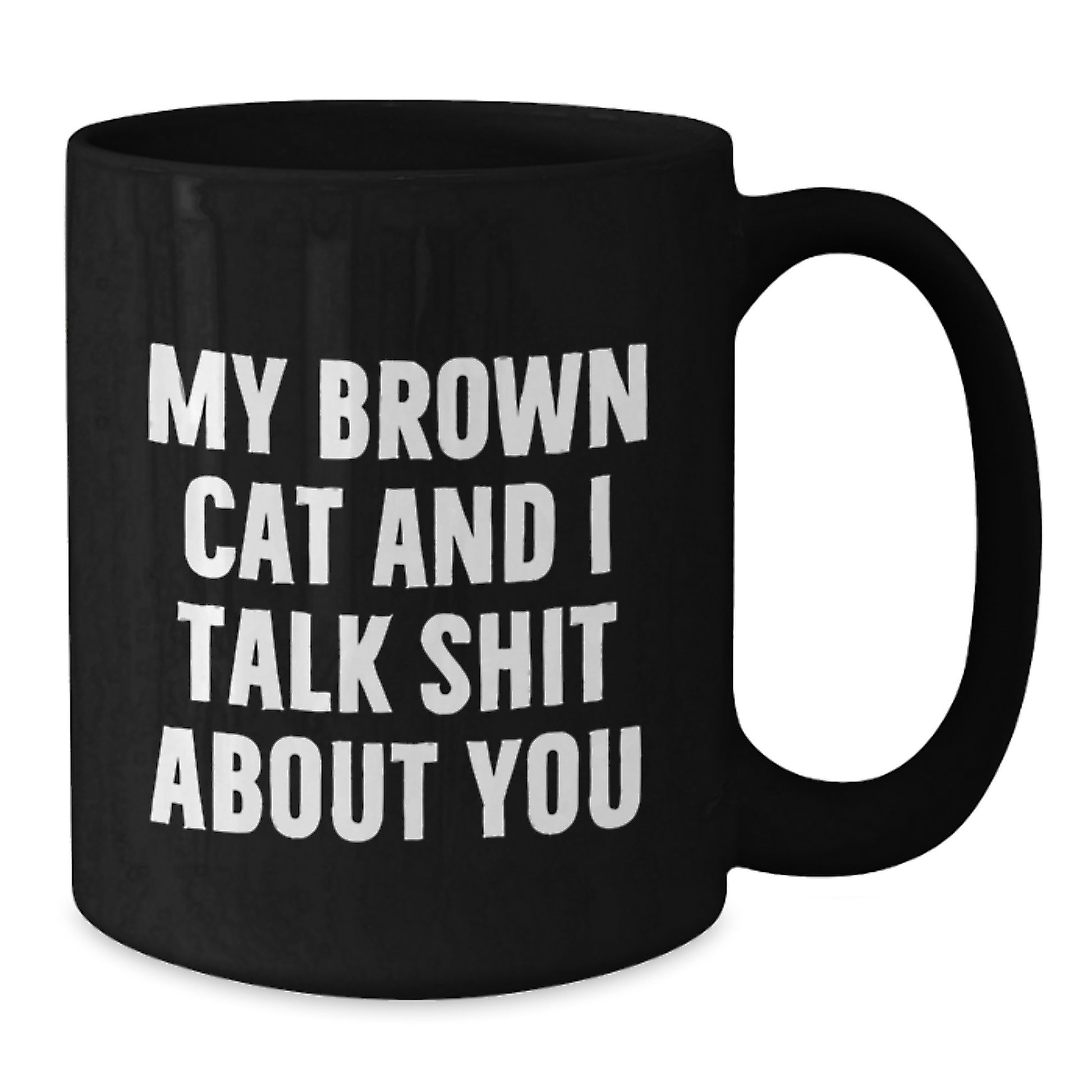 Funny Brown Cat Gifts from Men for Women - Black Coffee Mug - My Brown Cat And I Talk Shit About You Quote, Unique Mother's Day Unique Gifts - Additional
