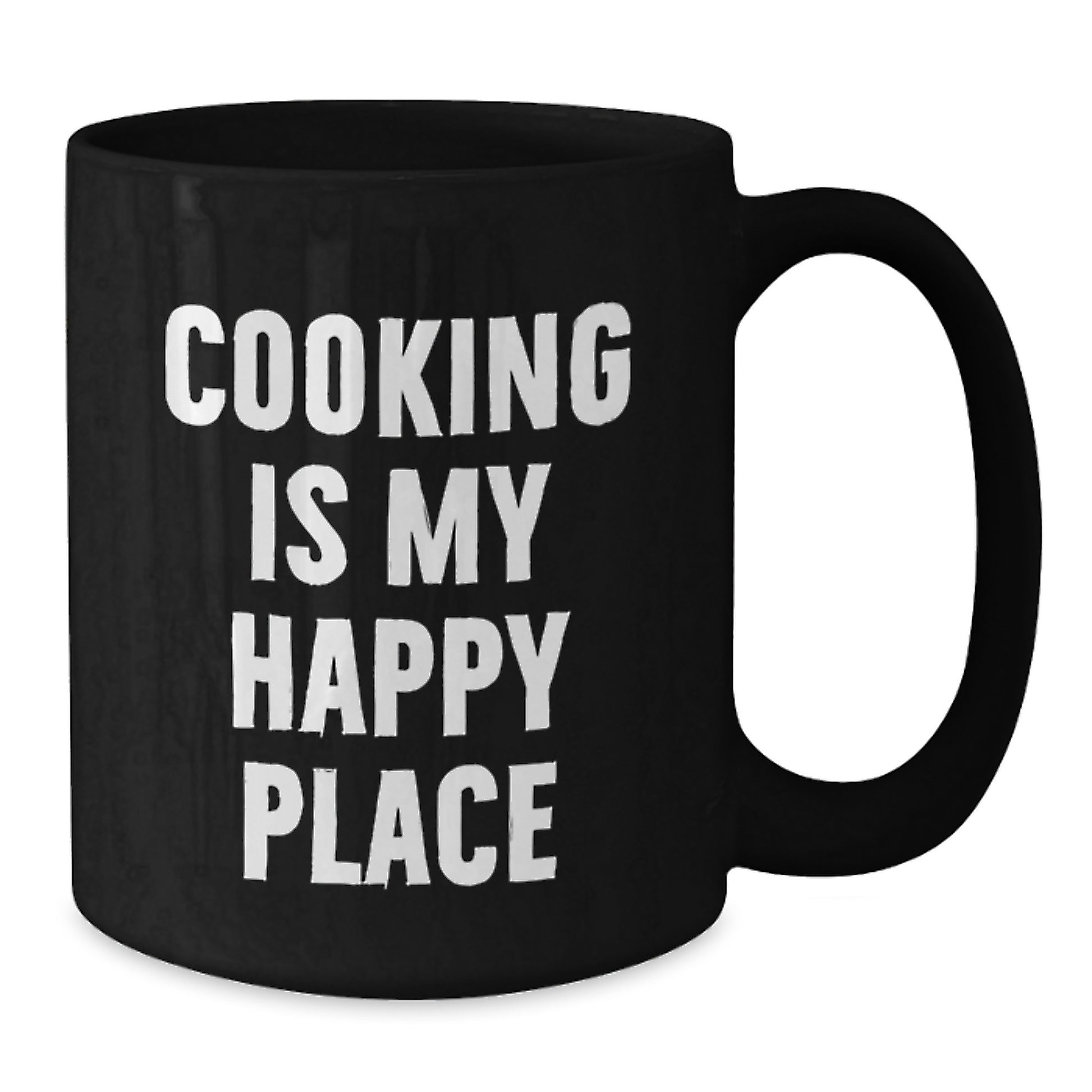 Funny 'Cooking Is My Happy Place' Black Coffee Mug Gifts from Women to Friends on Valentine's - Additional