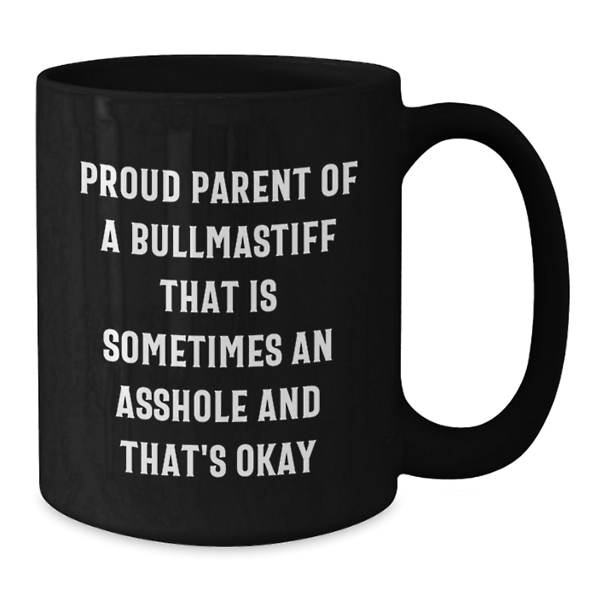 Funny Bullmastiff Dog Gifts for Men, Valentine's Unique Mugs from Friends for Him with 'Proud Parent Of A Bullmastiff That Is Sometimes An Asshole And That's Okay' - Additional