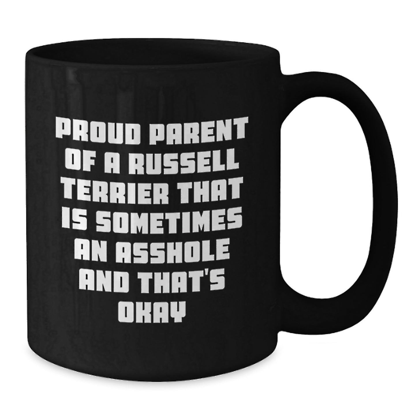 Funny Russell Terrier Dog Gifts for Men, Funny Birthday Unique Gifts from Family, Russell Terrier Dog Lover Mom Dad Black Coffee Mug, Proud Parent Mug - Additional