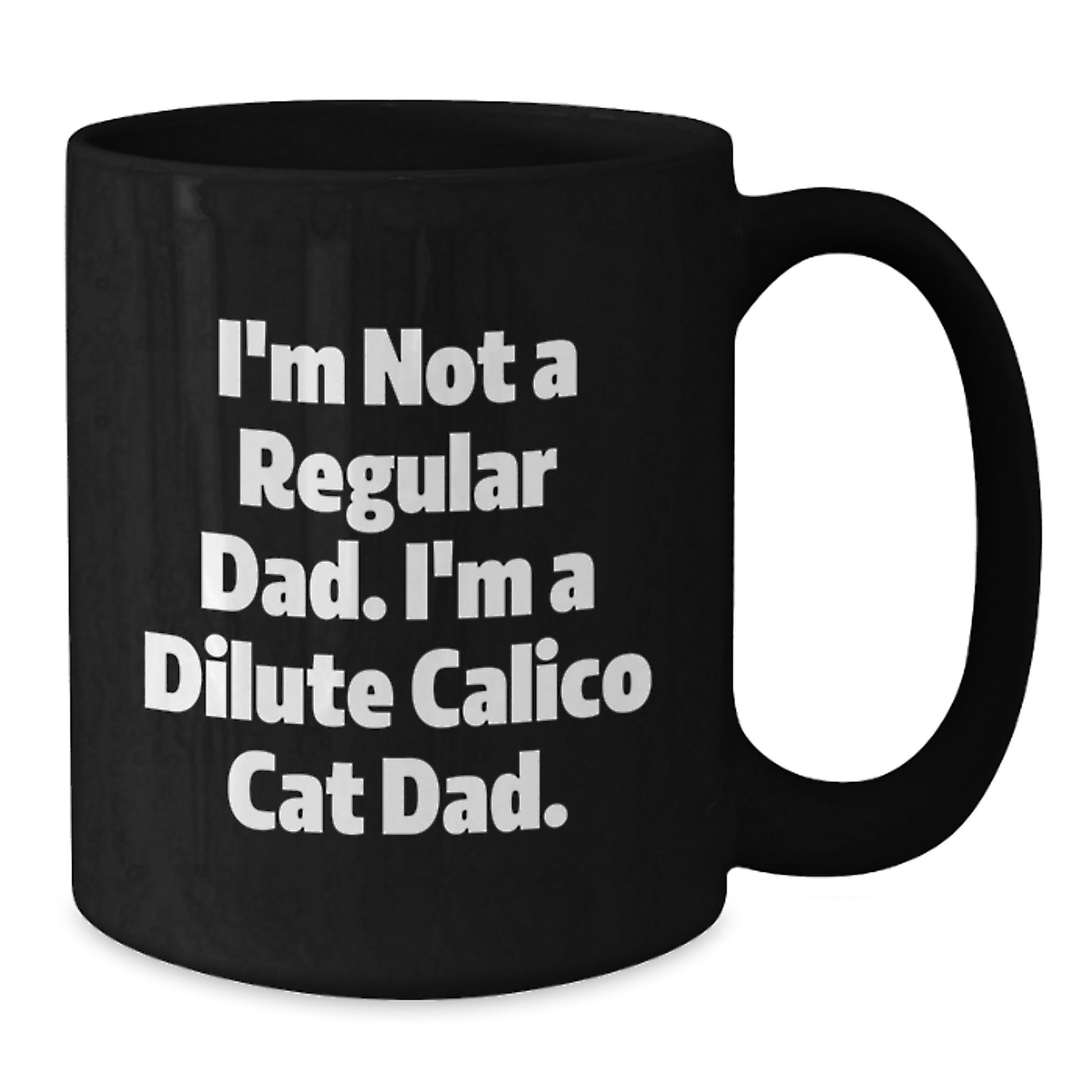 Funny Dilute Calico Cat Gifts for Men - 'I'm Not A Regular Dad' Black Coffee Mug Birthday Unique Gifts from Friends - Additional