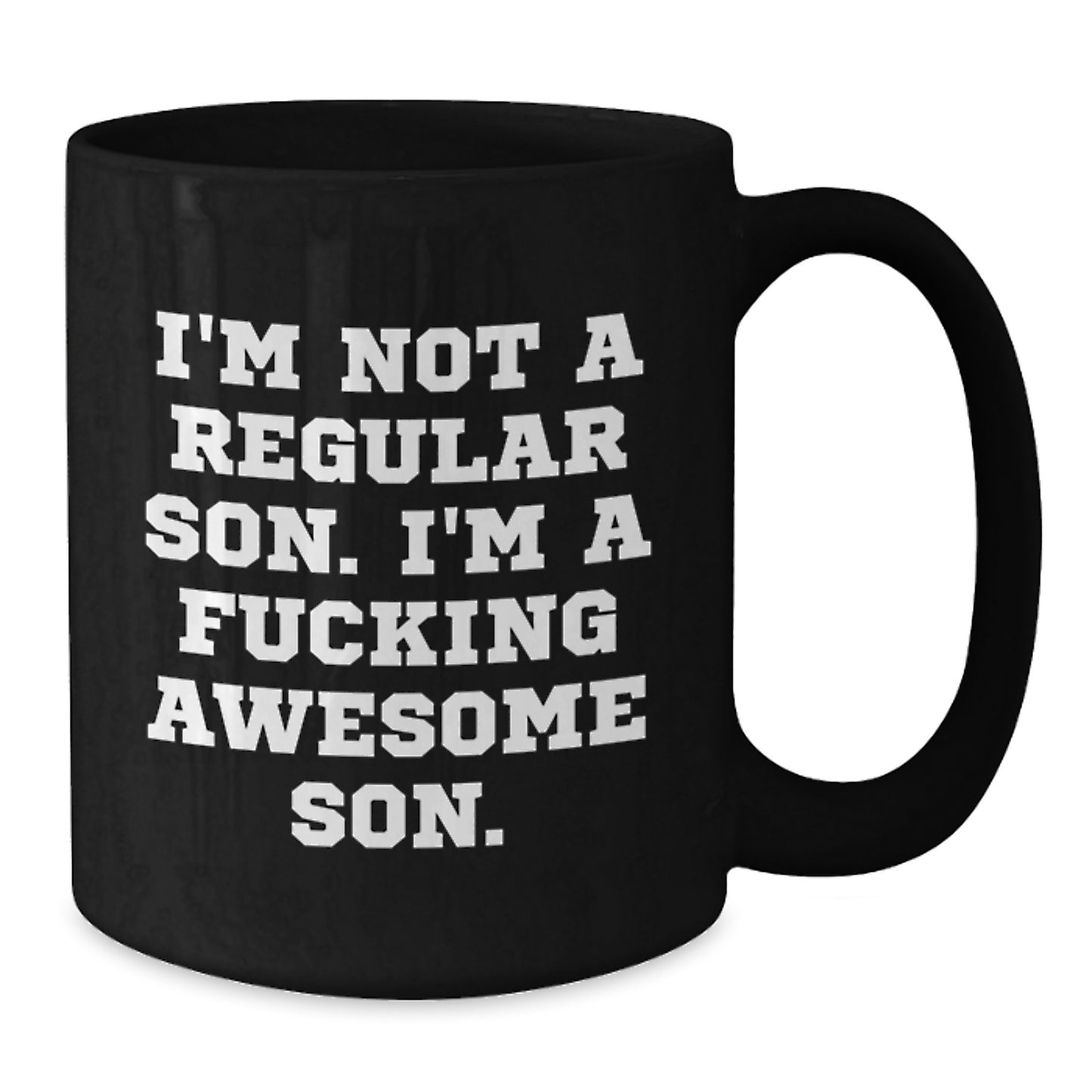 Funny Son Gifts from Mom Dad or Friends - I'm Not A Regular Son Black Coffee Mug - Unique Christmas Unique Gifts for Son - Additional