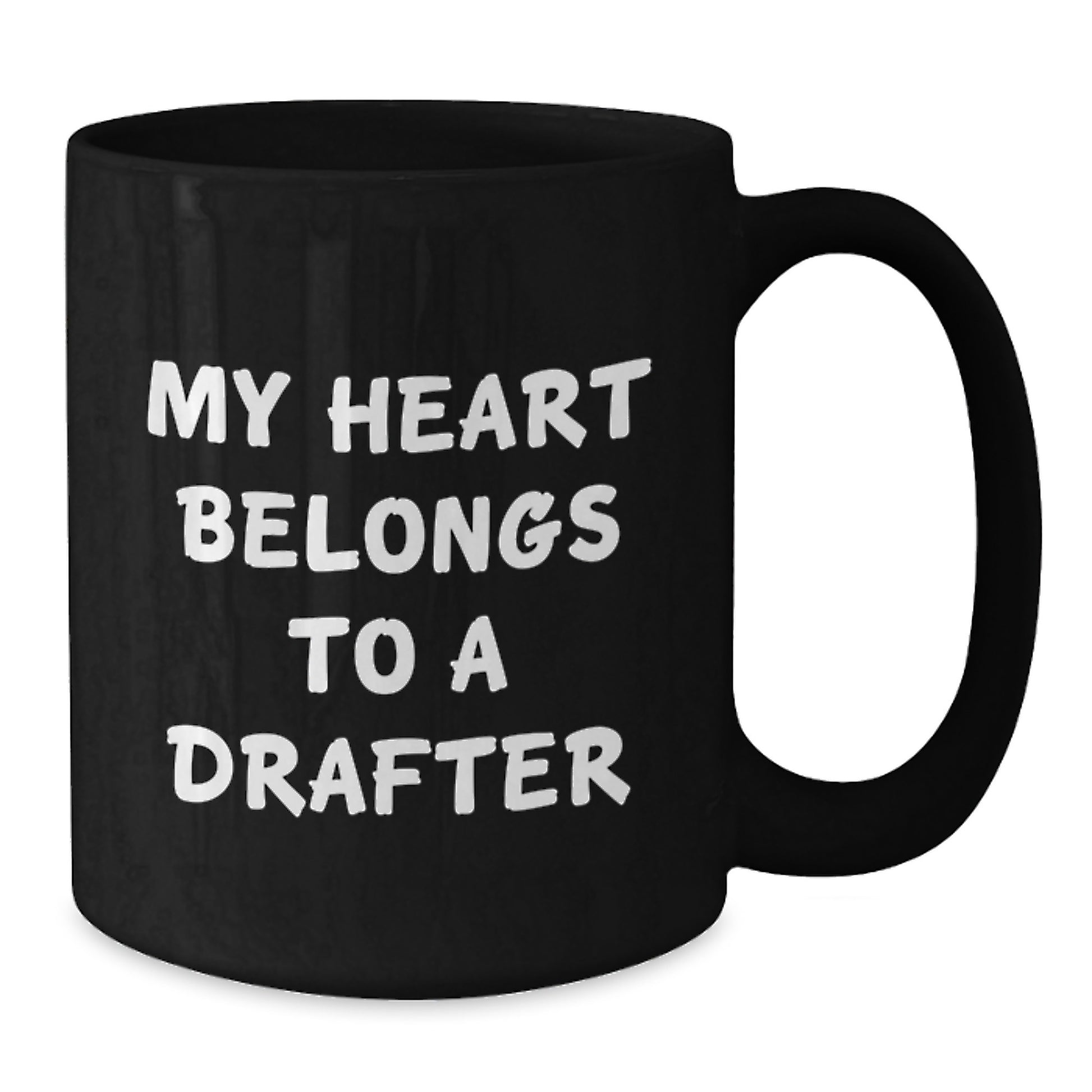 Funny Drafter Gifts for Men, Black Coffee Mug, My Heart Belongs To A Drafter Graduation Unique Gifts from Friends - Additional