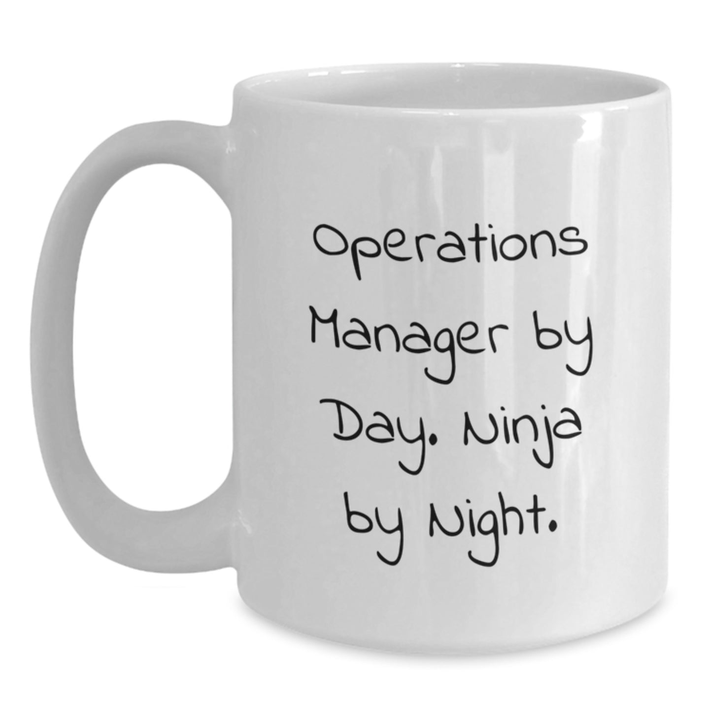 Funny Operations Manager Gifts for Him - White Coffee Mug from Friends, 'Operations Manager By Day. Ninja By Night.' Christmas Unique Mugs - Main
